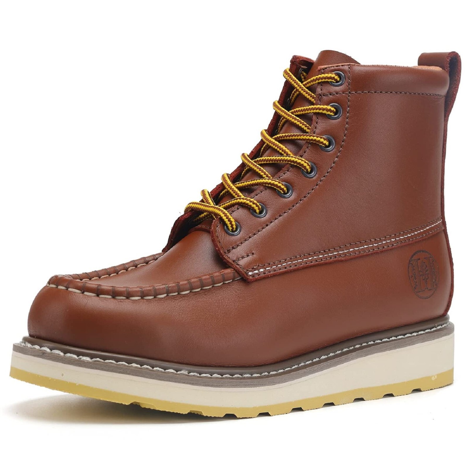 Soft Toe Mens Work Boots Leather Slip Resistant Durable Breathable Stylish Boots