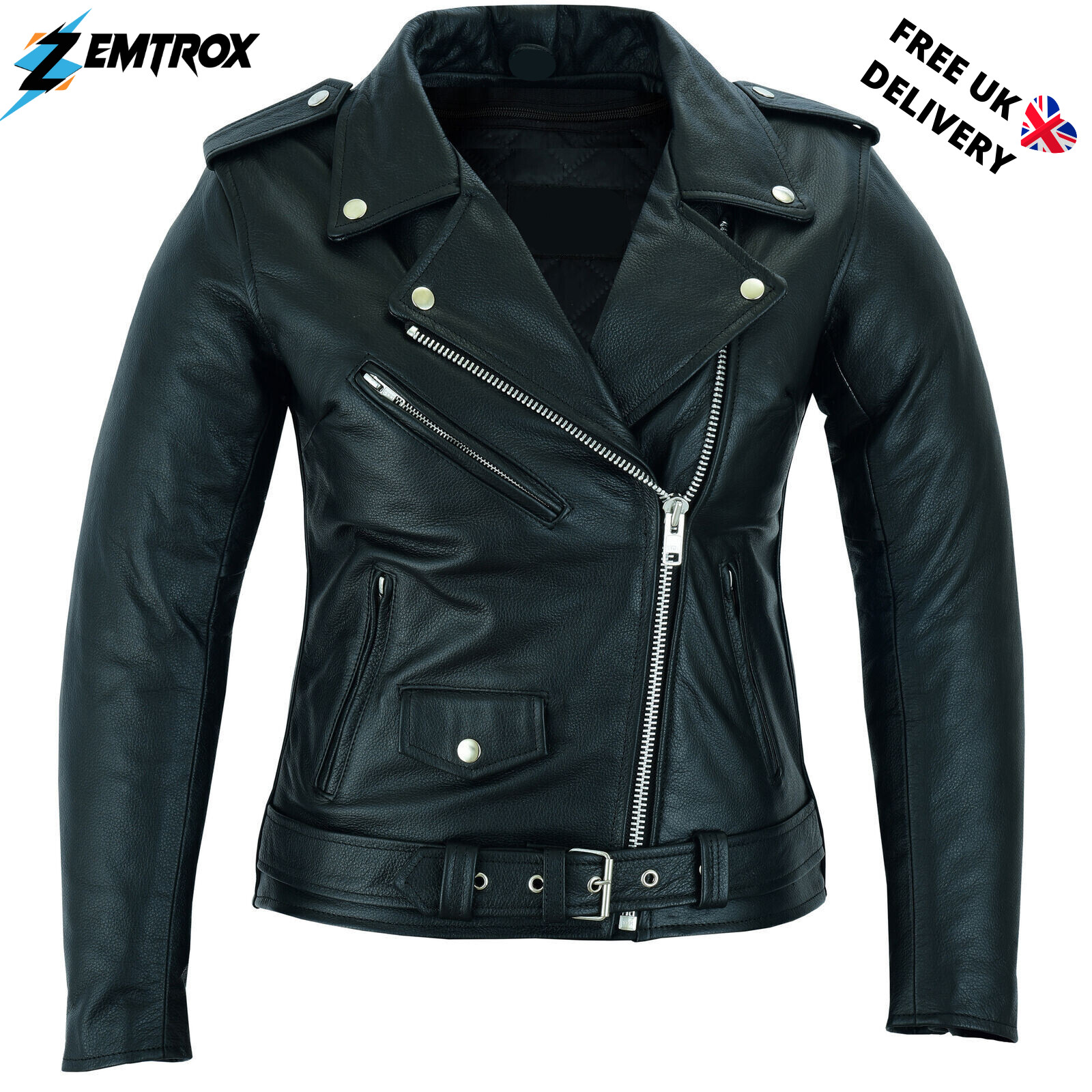 Ladies Motorbike Real Leather Brando Biker Jacket Women Motorcycle & CE Armours