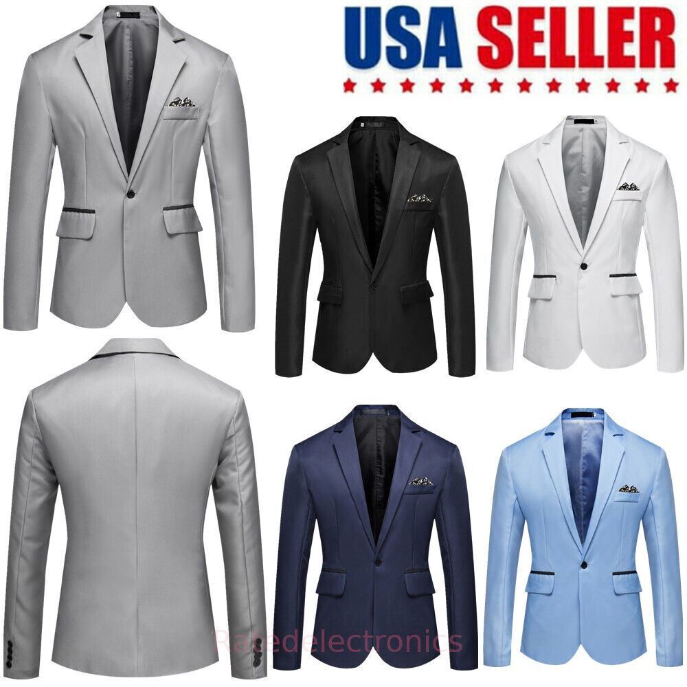 Men’s Tuxedo Jacket Notched Lapel One Button Suit Blazer for Dinner Wedding Prom