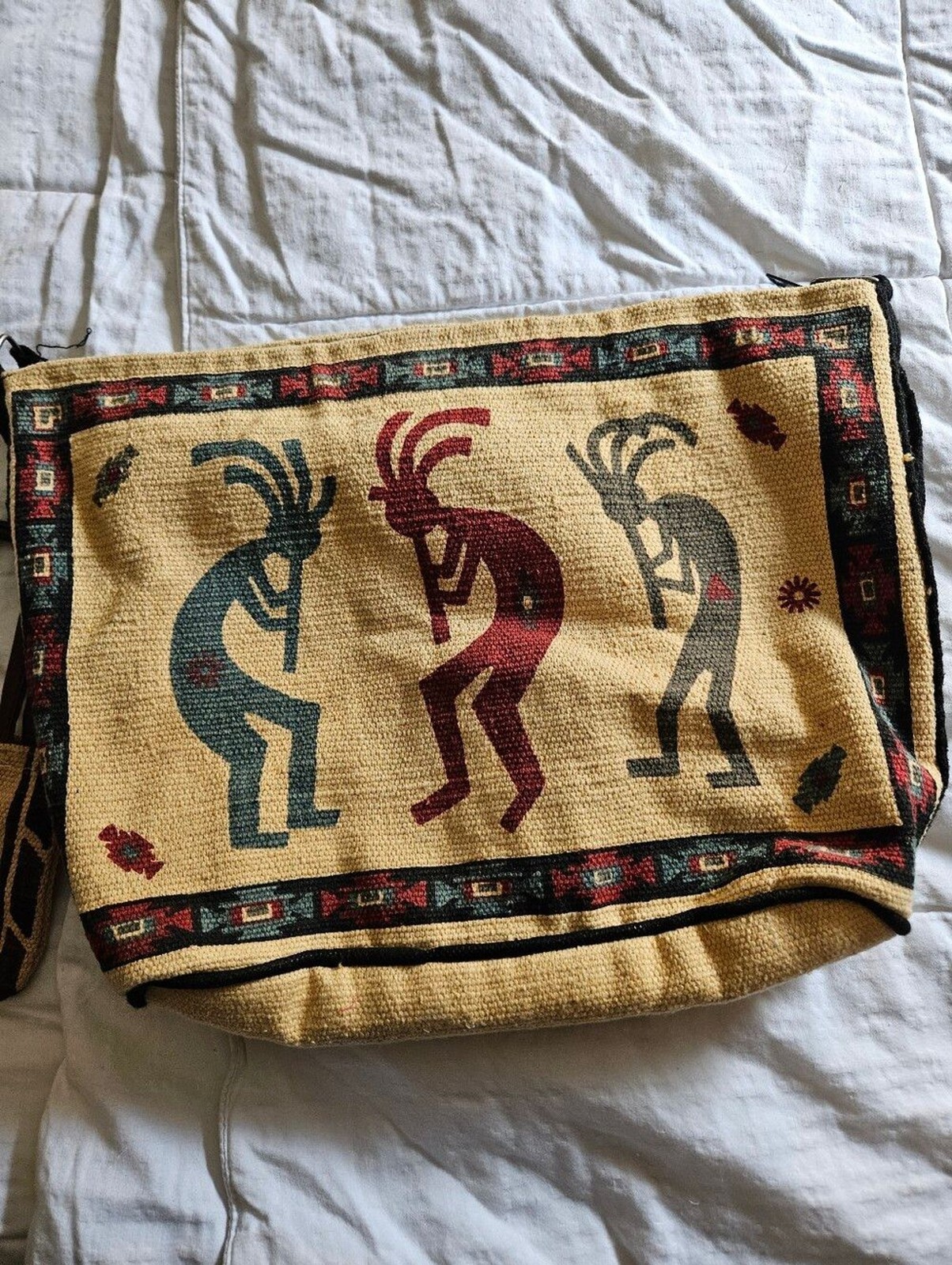 Vintage El Paso Saddle Blanket Co. Kokopelli Southwest Tote Bag & Pouch Set Boho