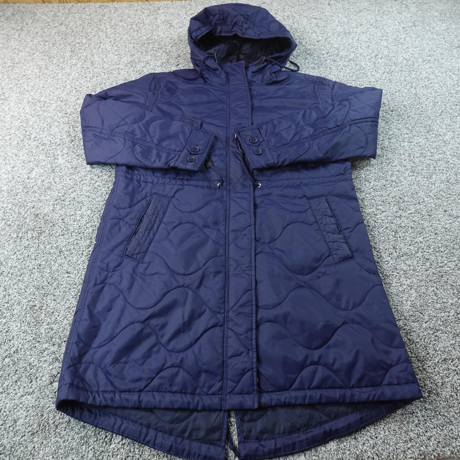 Gap Jacket Womens M Blue Quilted Insulated Woobie Military Fishtail Parka Coat