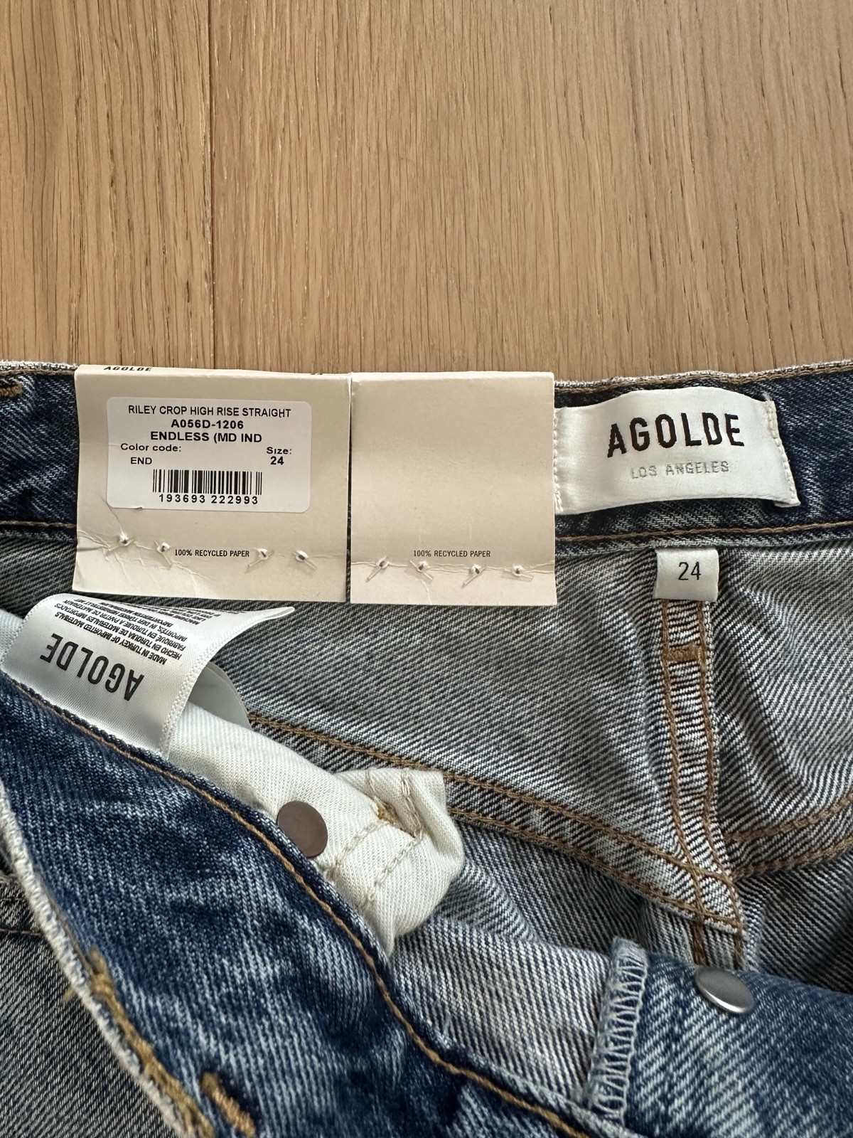 NWT* AGOLDE Riley High Rise Straight Crop Jean in Endless size 24