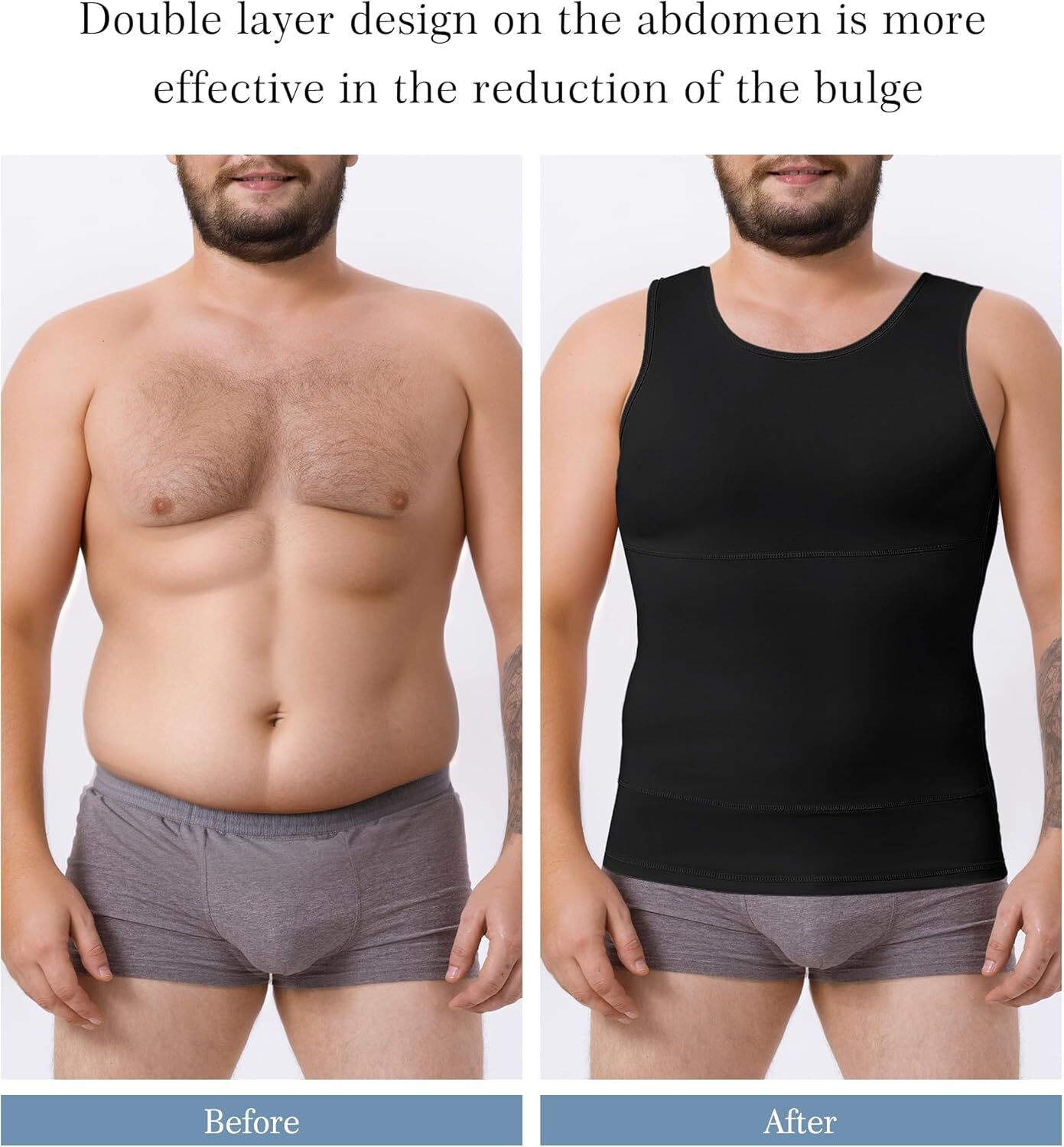 Shaperluv for Men Shaperluv Tank Compression Shirt Gynecomastia Belly Shapewear