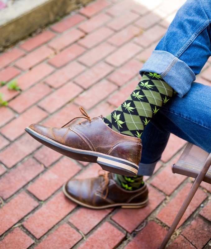 Mens Marijuana Pot Leaf Argyle Funny Sarcastic Adult Humor Graphic Novelty Socks