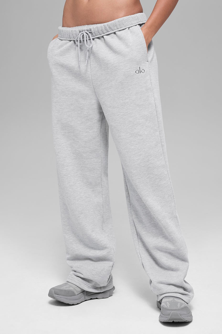 ALO Accolade Straight Leg Sweatpant Black&Athletic Heather Grey Size S M L