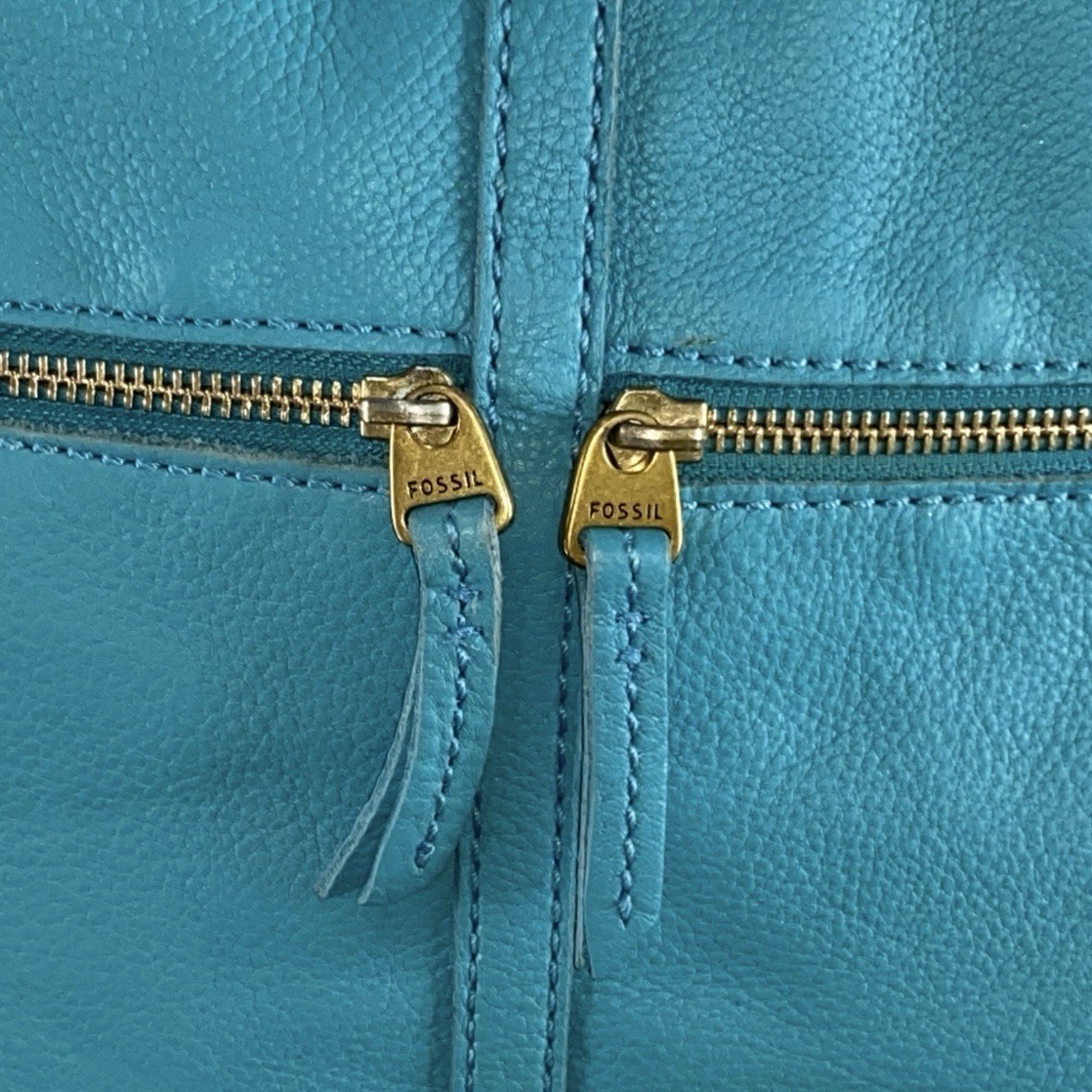 Fossil Teal Tidal Blue Erin Pebble Leather Crossbody Messenger Bag Purse