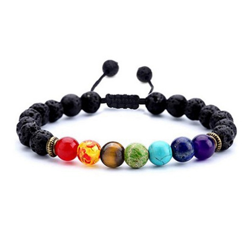 7 Chakra Bracelet Gift Healing Balance Anxiety Stress Yoga Crystal Stones