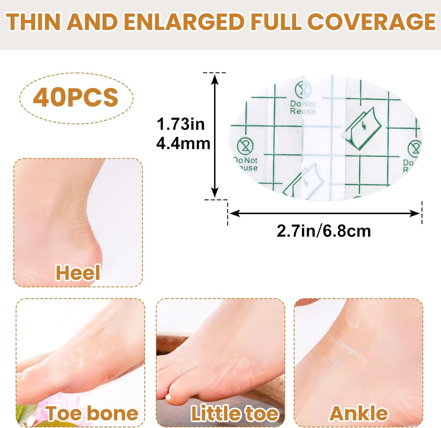 40Pcs Invisible Heel Anti-Wear Stickers, Self-Adhesive Heel Protectors Pad, Tran