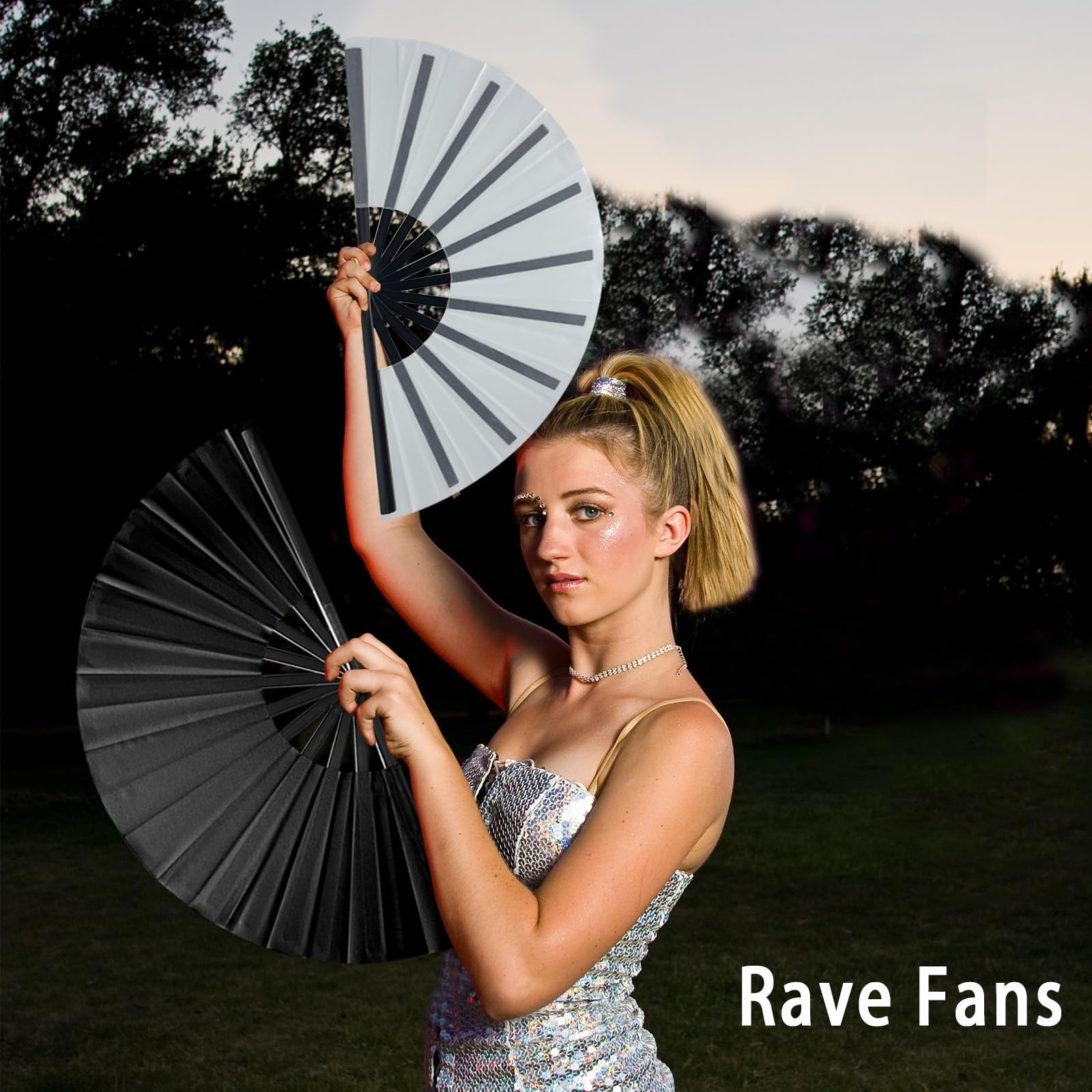 10 PCS Large Clacking Hand Fans – 13 Inch Rave Fans for Line Dancing & Parties