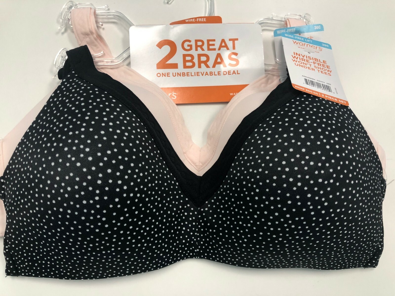 Warners Wirefree Bras T-Shirt Lined Seamless Cups Set of 2 Style 4011 Retail $60