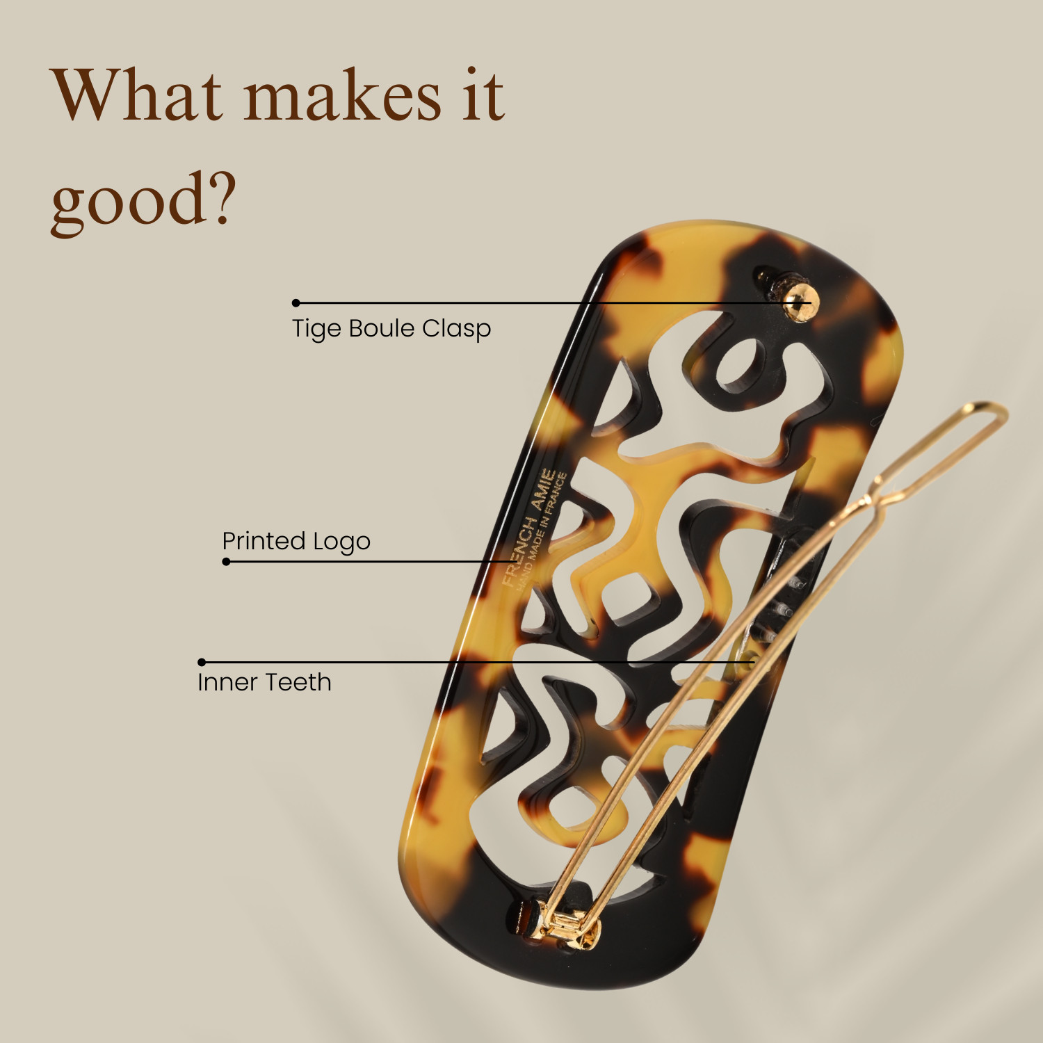 French Amie Swirls 2 ¼” Celluloid Handmade Tige Boule Snap Hair Clips for Women