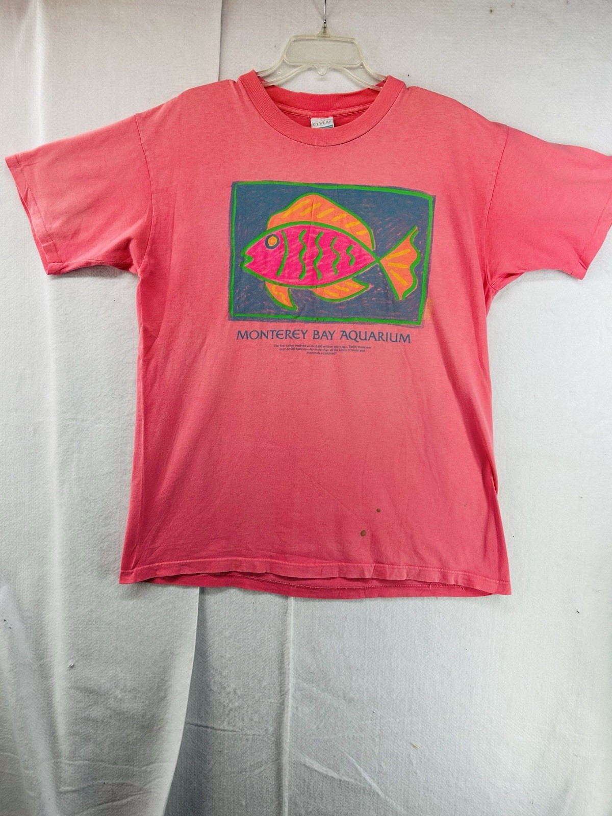 Vtg Monterey Bay Aquarium Tropical Fish T-shirt Pink Retro Tee Sea Life XL