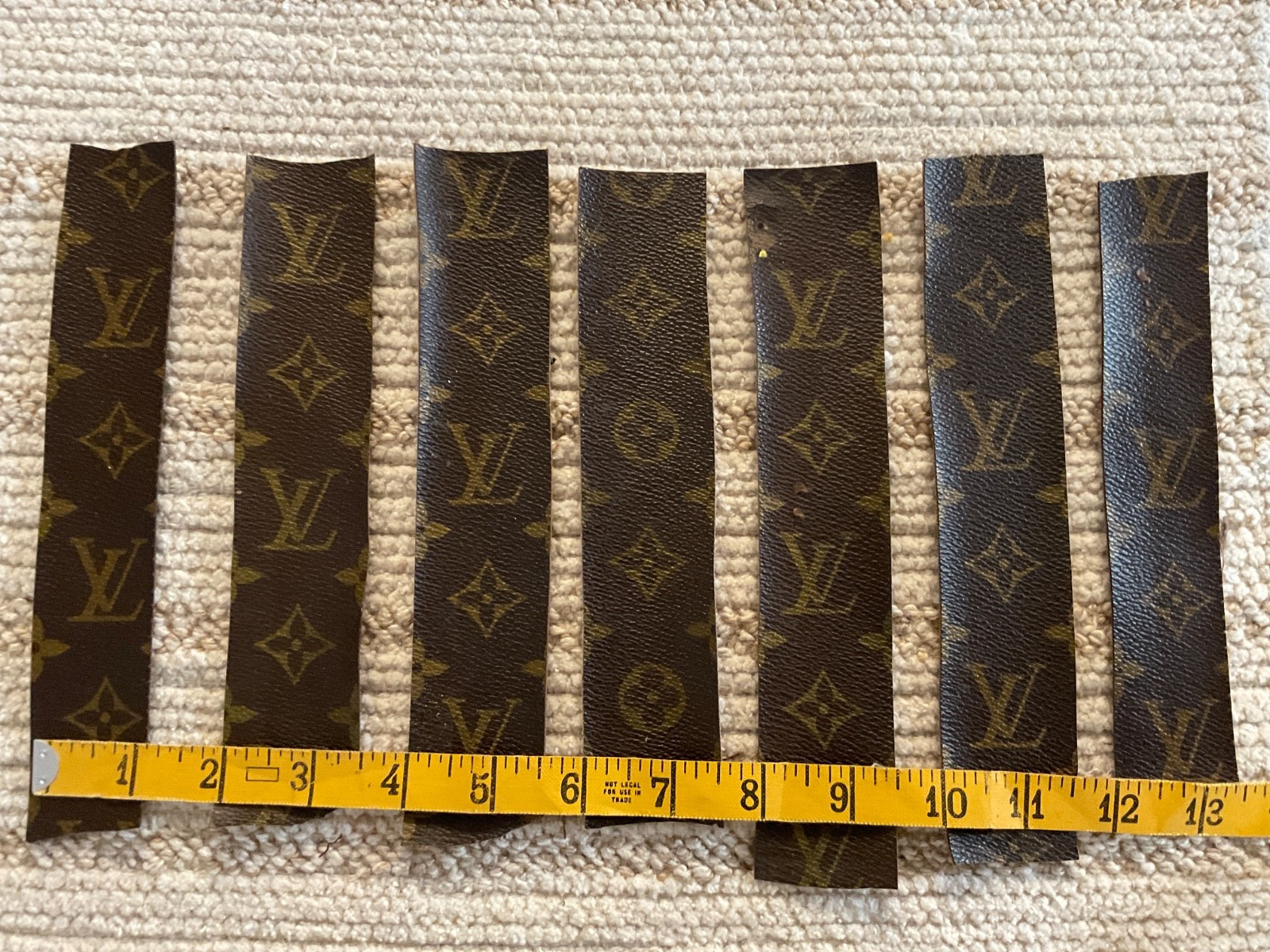 Louie Vuitton Cut Scrap Fabric Material Repair Replace Reuse Crafts lot of 7