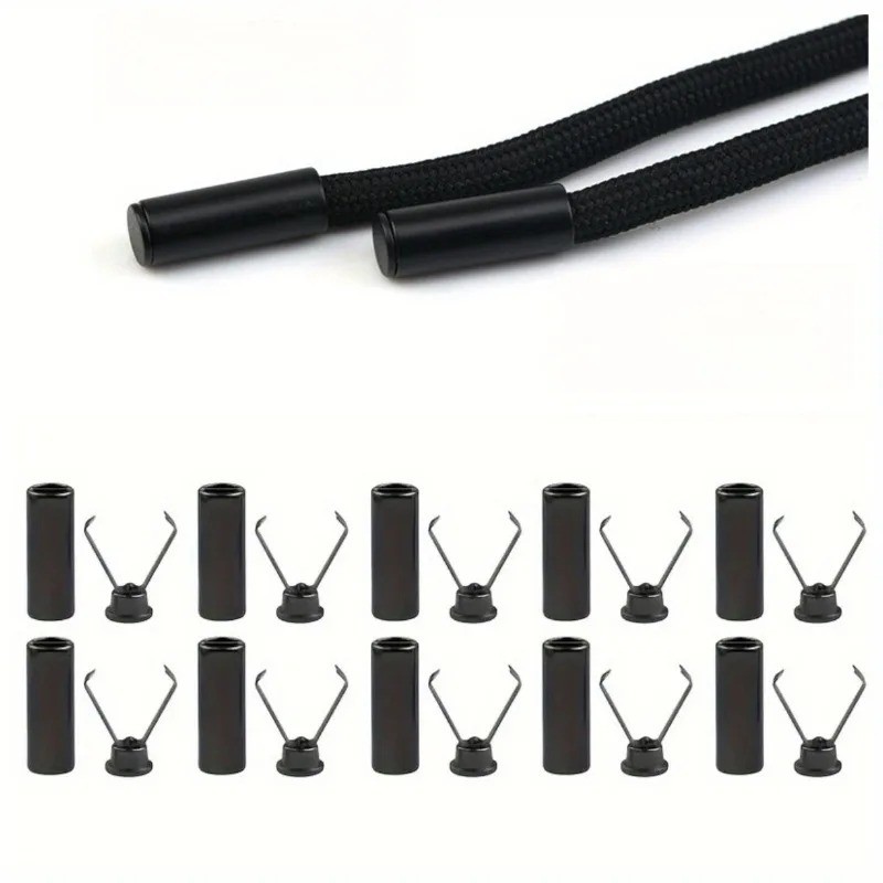 10pcs Metal Cord Locks Aglets Shoelace Tips Hoodie Drawstring Buckles DIY UK