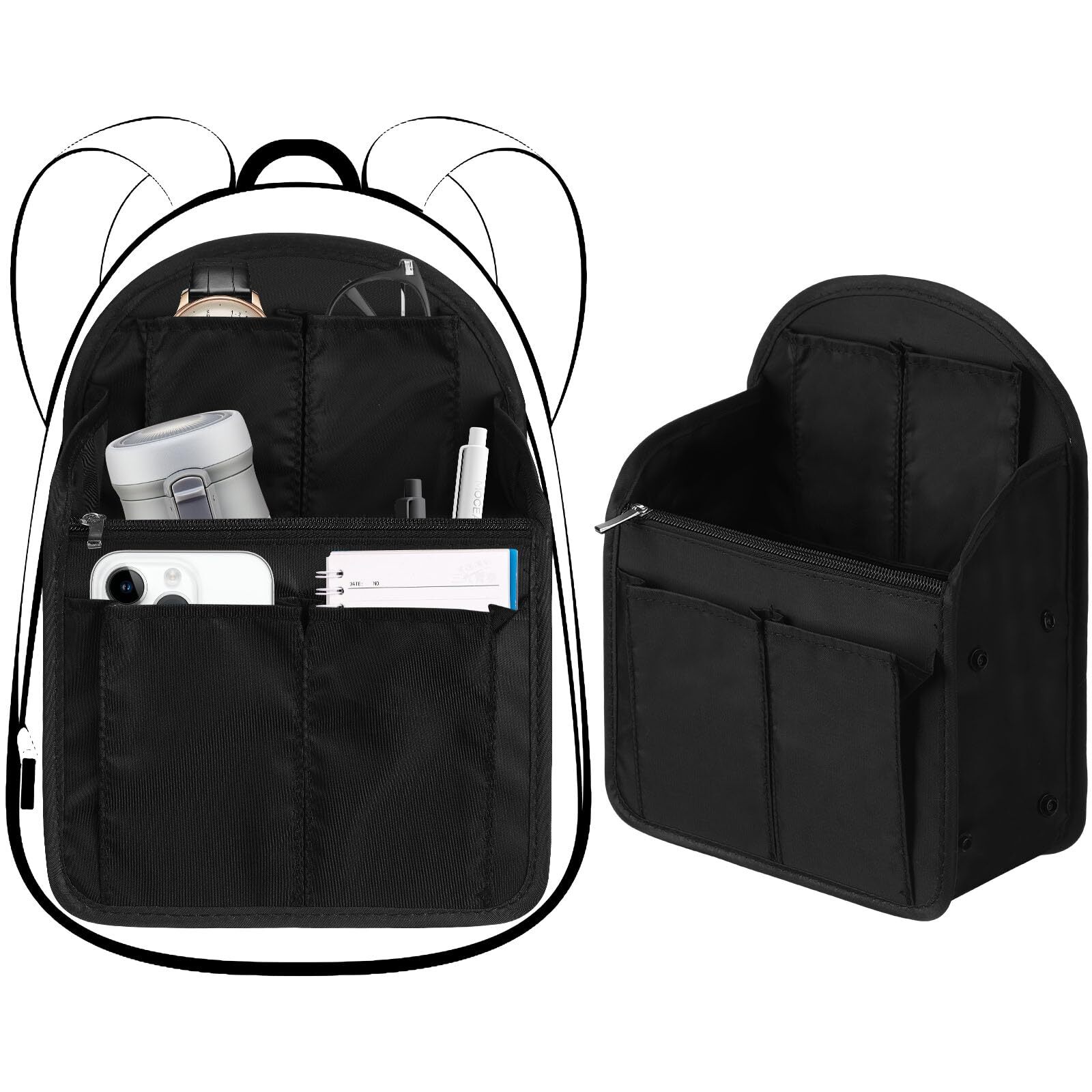 2 Pcs Backpack Organizer Insert 7.9 x 4.8 x 11 Inch Small Shoulder Bag Divide…