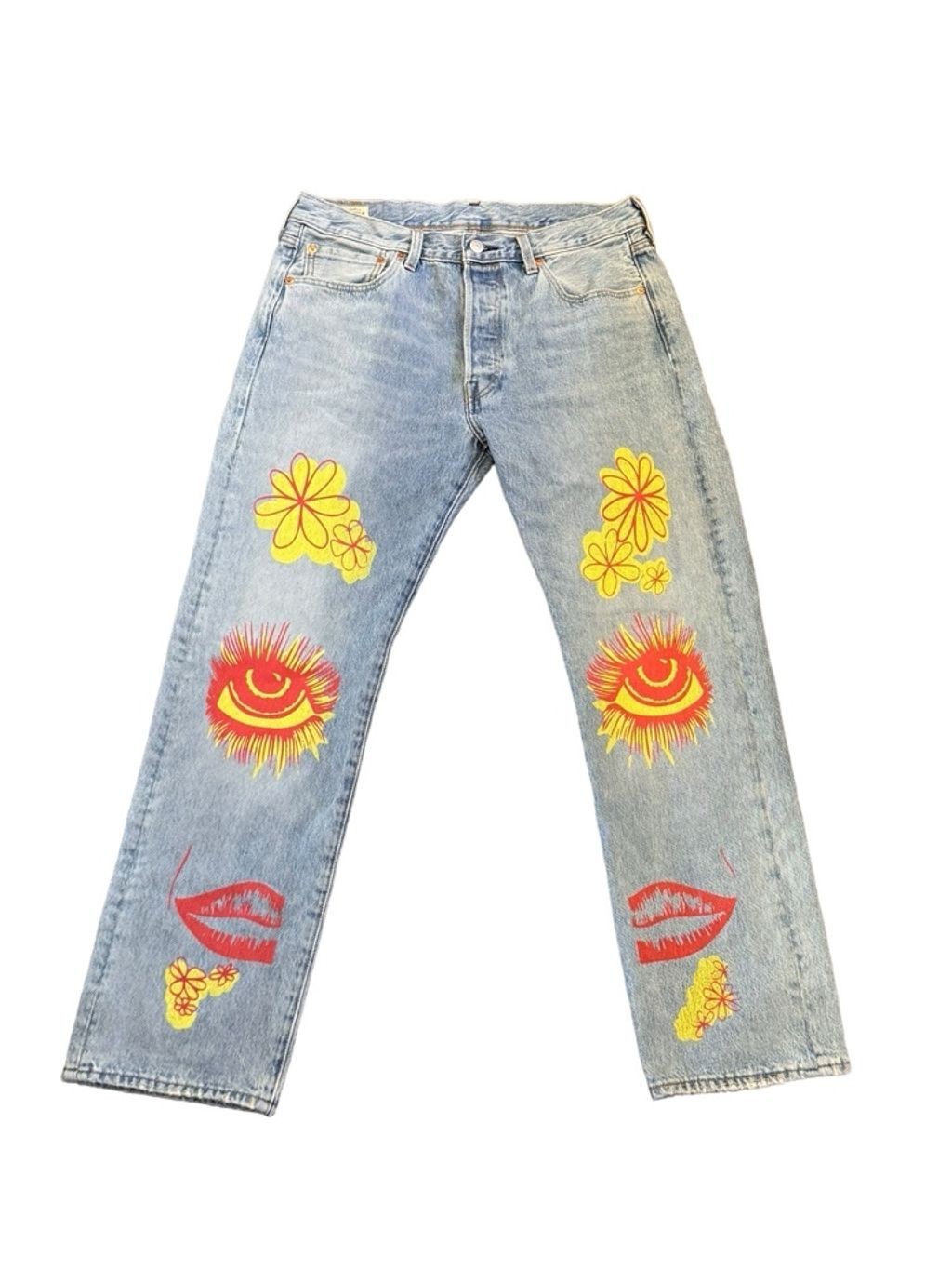LEVI’S Men’s Premium 501 Original SUMMER LOVE JEANS Festival Groovy Sz 33×30