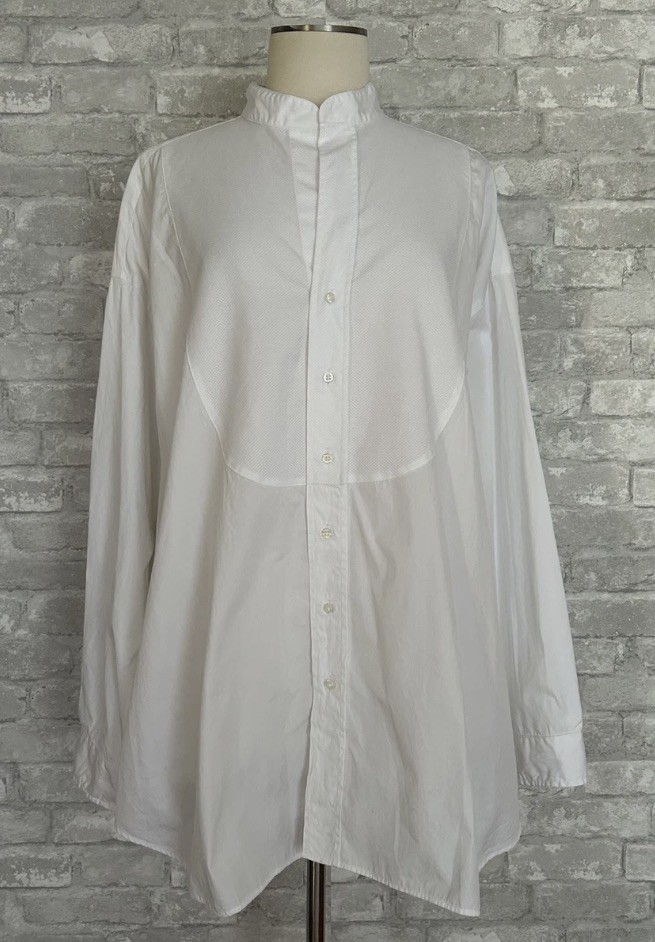 Frank & Eileen Size XL White Victoria Italian Tuxedo Shirt Blouse Button Closure