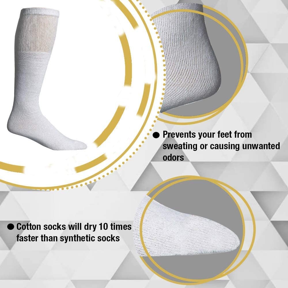 60PK 30 Inch Wholesale Men’s Long Tube SocksSport Socks 10-13 (White)