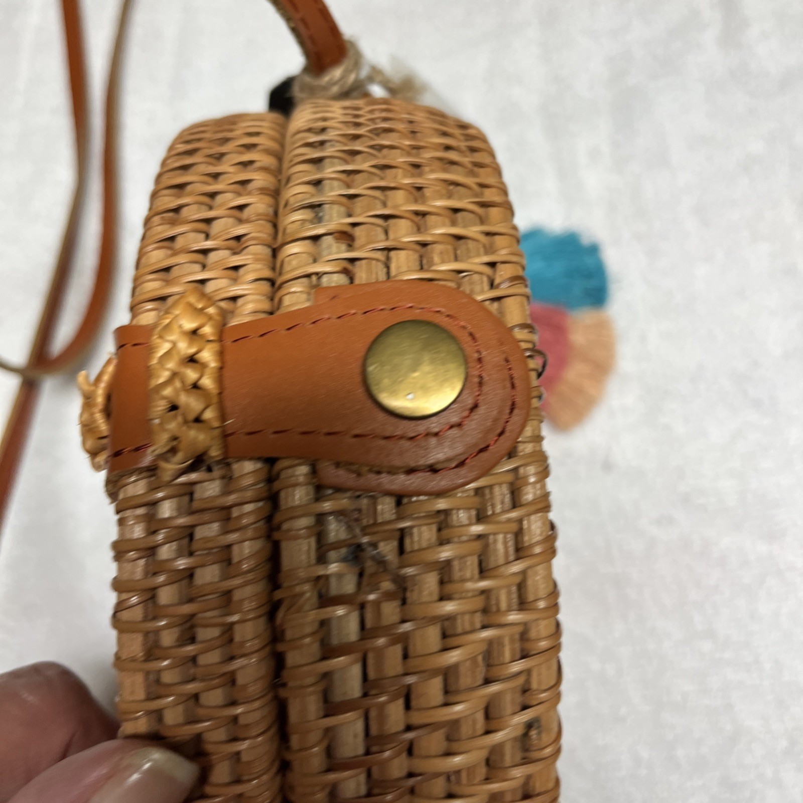 Women’s Shoulder Bag Genuine Leather Brown Woven