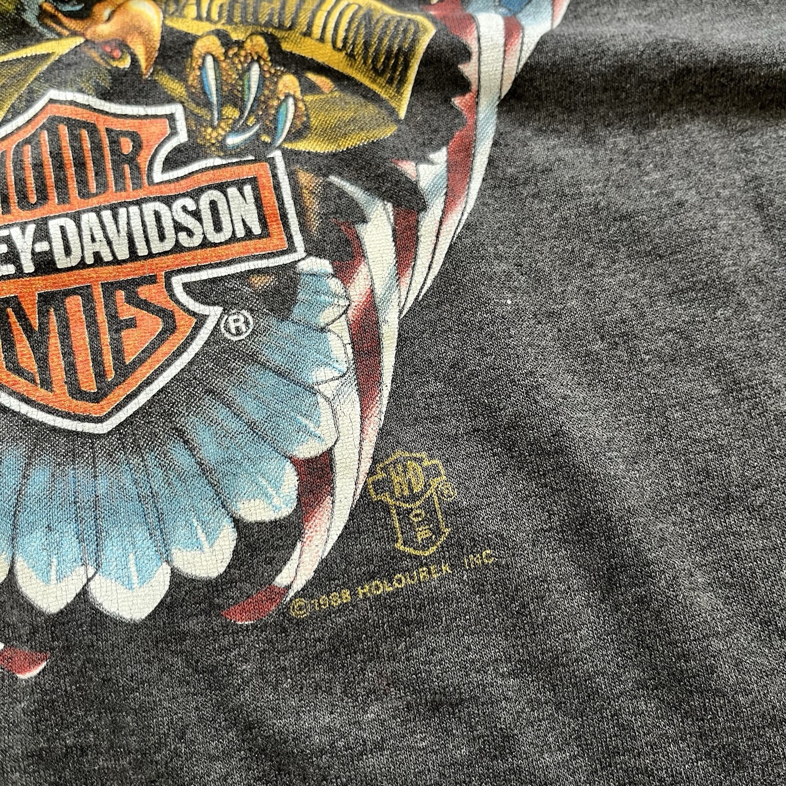 Vintage 1988 Harley-Davidson HOLOUBEK T-shirt We Mutually Pledge XL Faded W Wear
