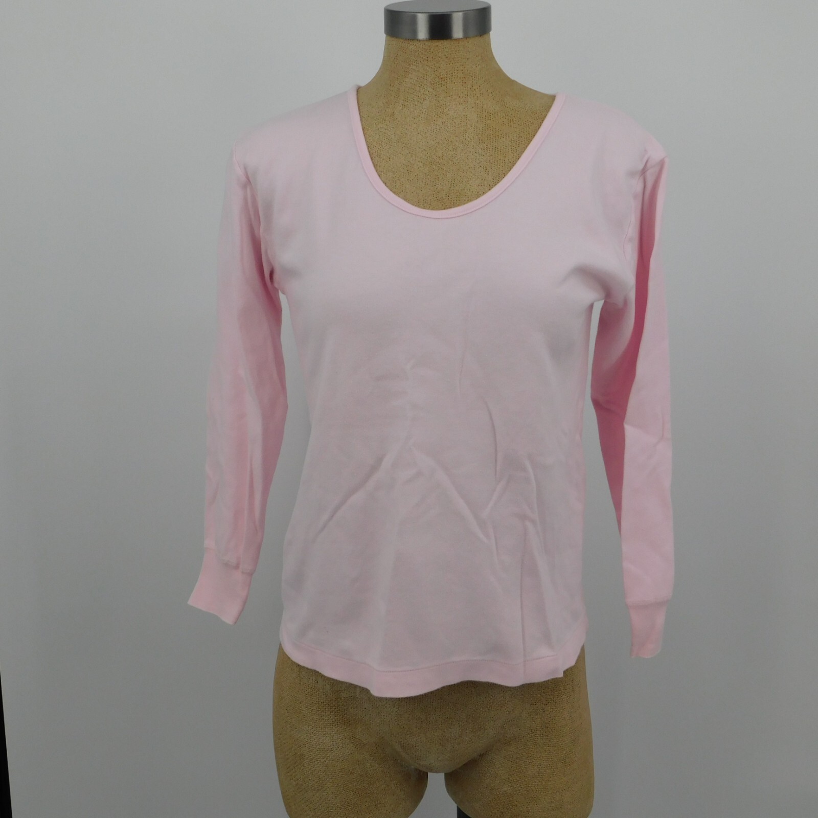 2 BYC Women Solid Pink Scoop Neck Pullover Long Sleeve Shirt Size XL Made Korea