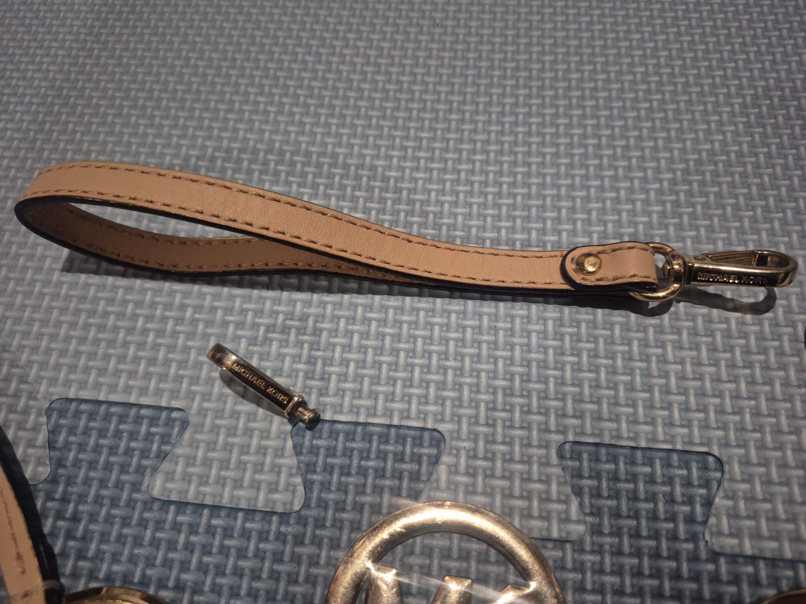 michael kors lot of 5 replacement Parts Hang Tags Key Chain Gold And Tan