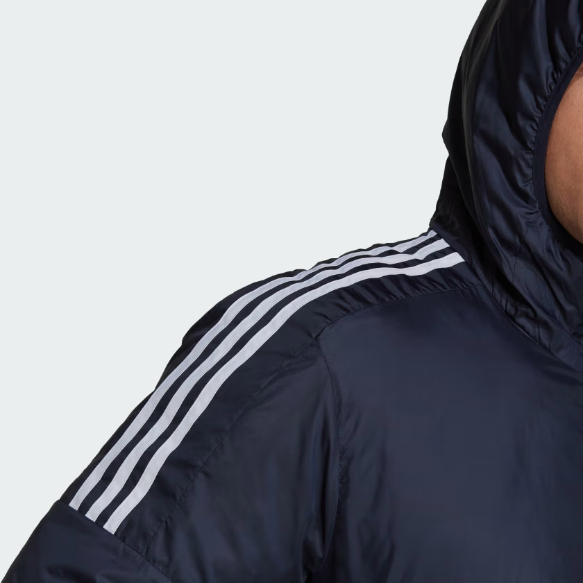 Adidas Essentials Mens size L Navy Insulated Hooded Puffer Outdoor Jacket GT9165