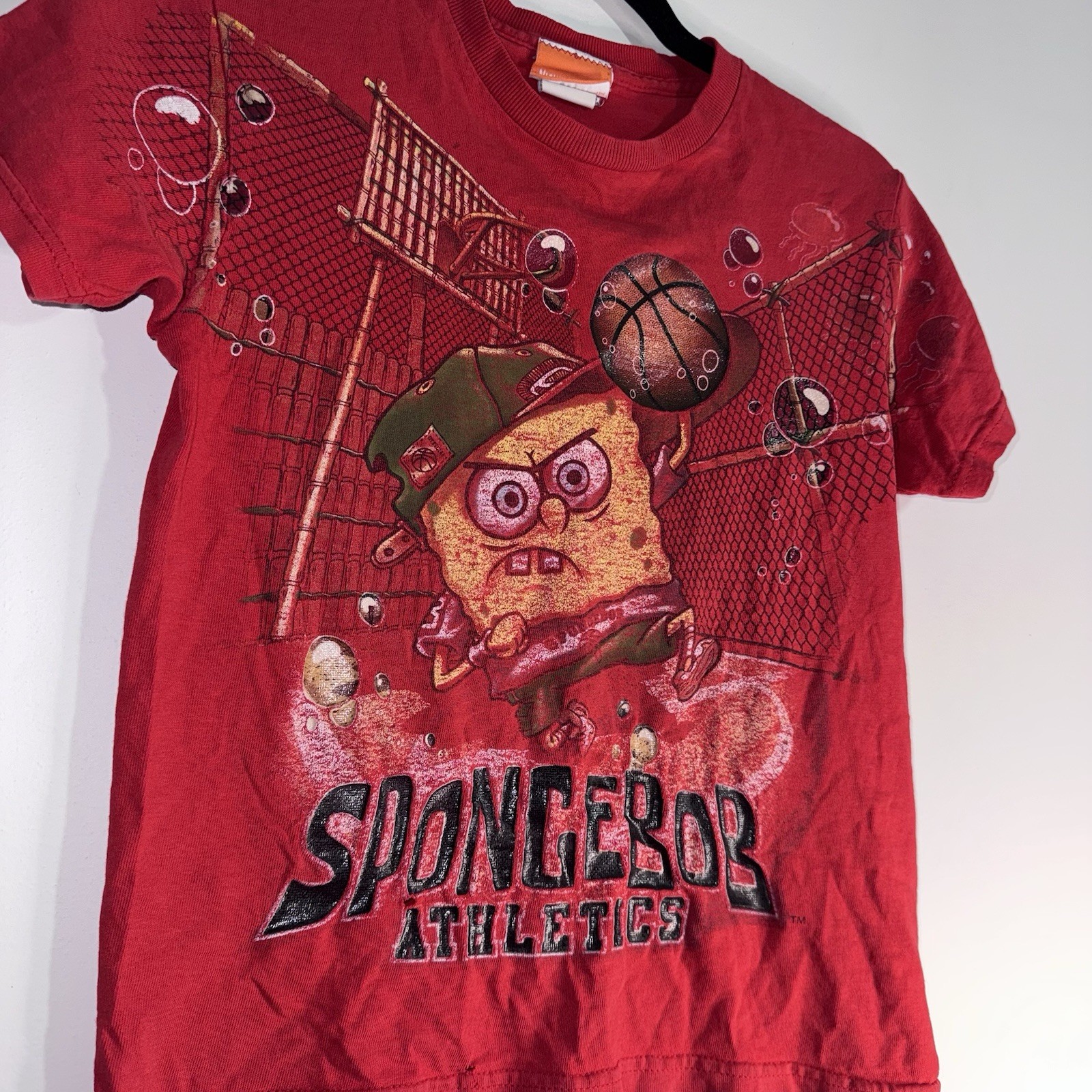 Vintage 2002 SpongeBob Athletics Graphic T Shirt Nickelodeon Freeze Youth M