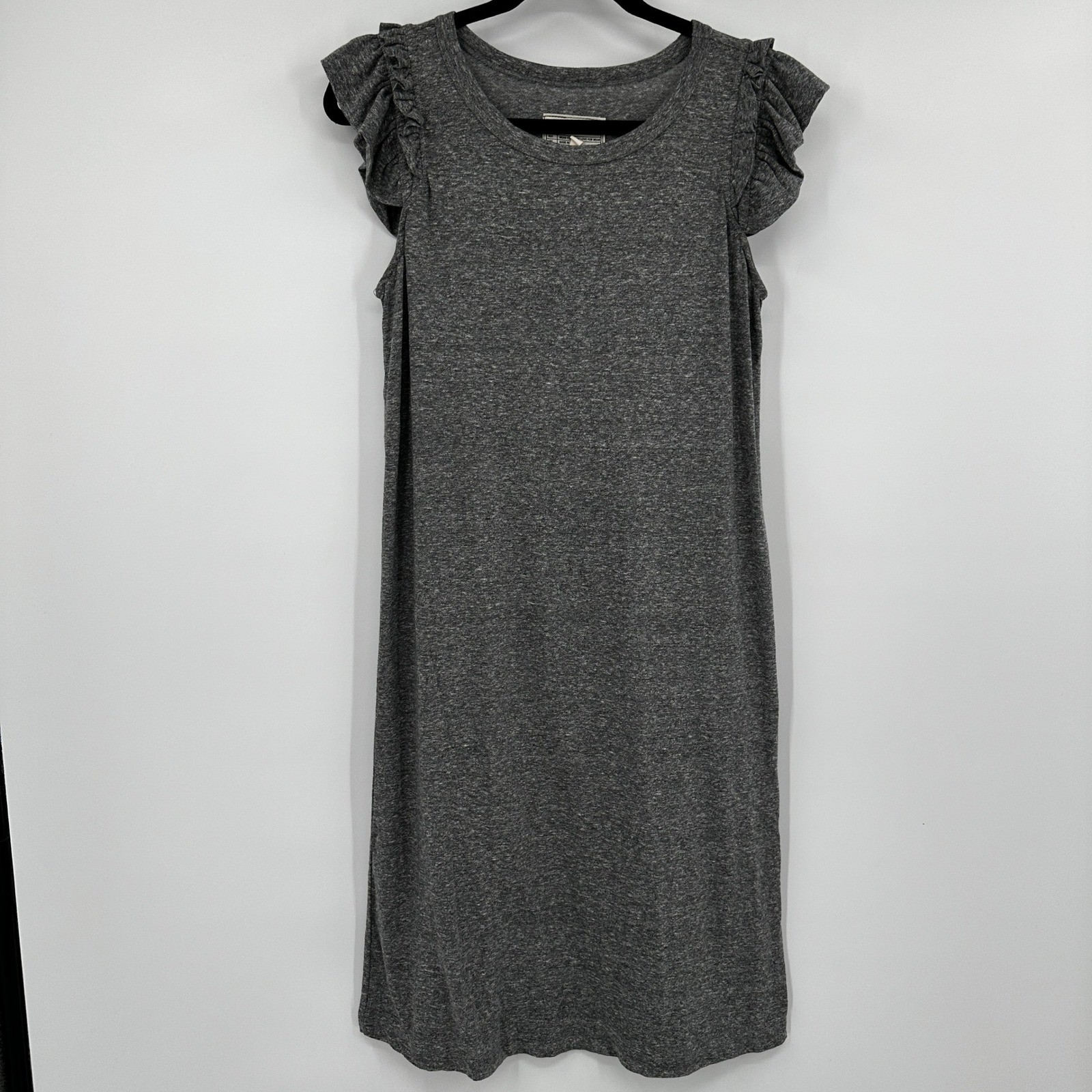 Current/Elliott Heather Grey Ruffle Muscle Dress Size 2 Clean Girl Minimalist