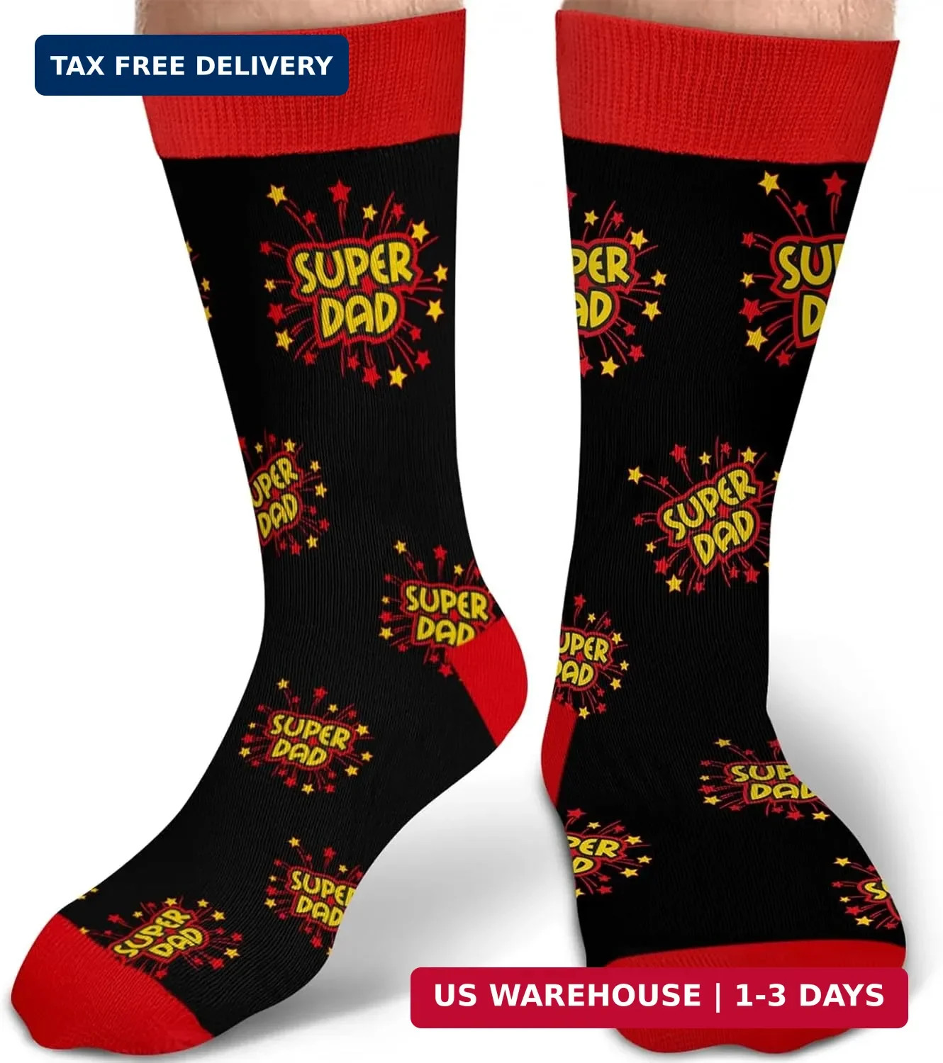 Funny Super Dad Socks Fathers Day Gift for Dad from Daughter Son Kids
