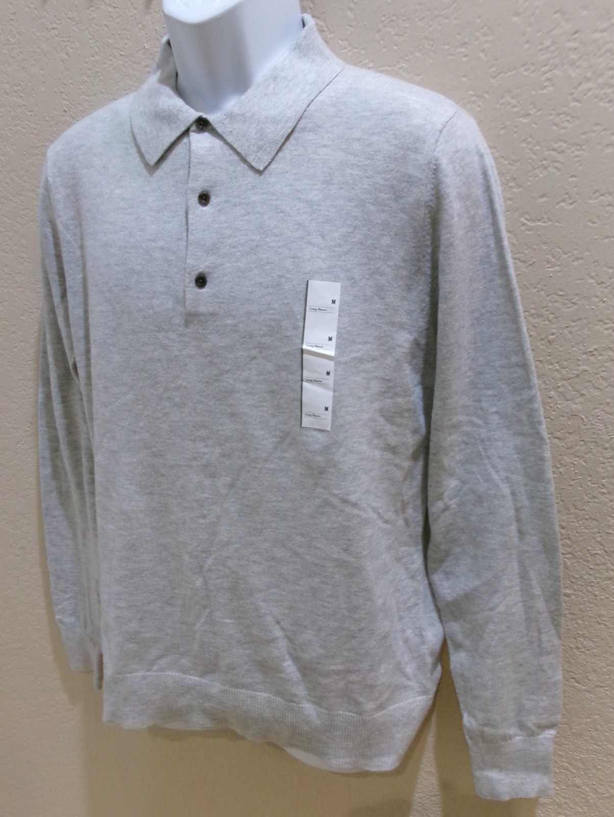 Polo Sweater Soft Light Cotton blend Sage/Cream/Heather gray/Blue Goodfellow