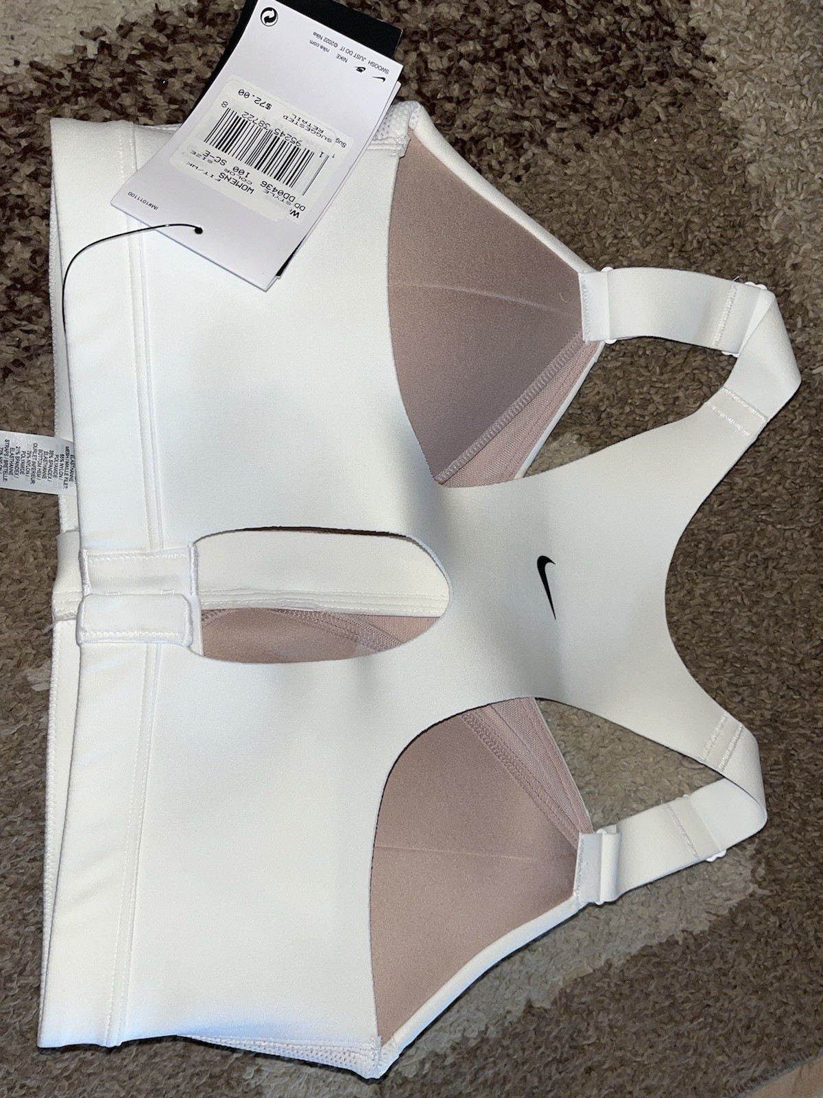 NWT Nike Alpha Sports BRA White DD0436 Padded High Support Cup C-E Sm $72