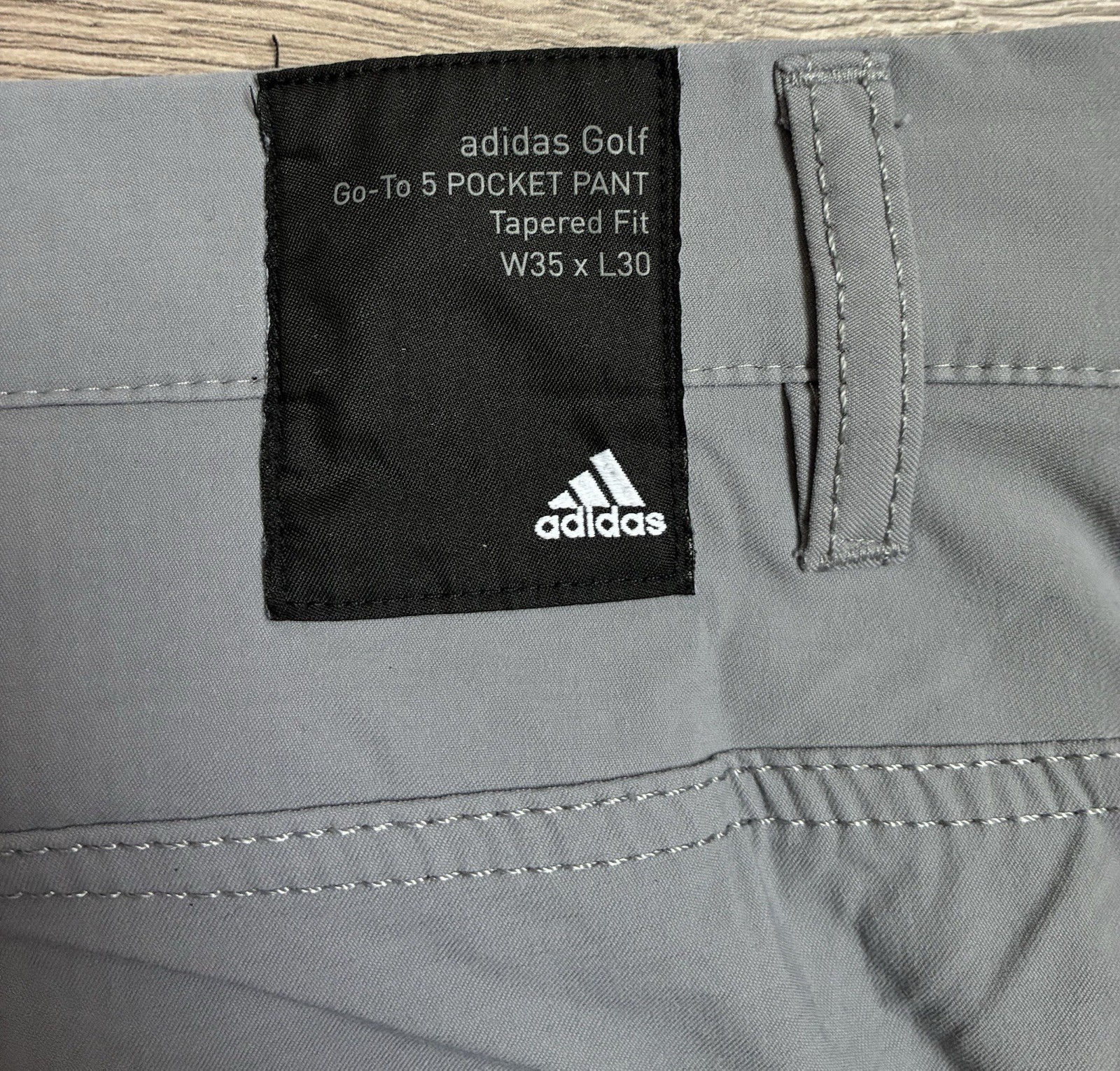 Adidas Go to 5 Pocket Pants Men’s 35×30 Gray Tapered Fit Stretch Golf Chino