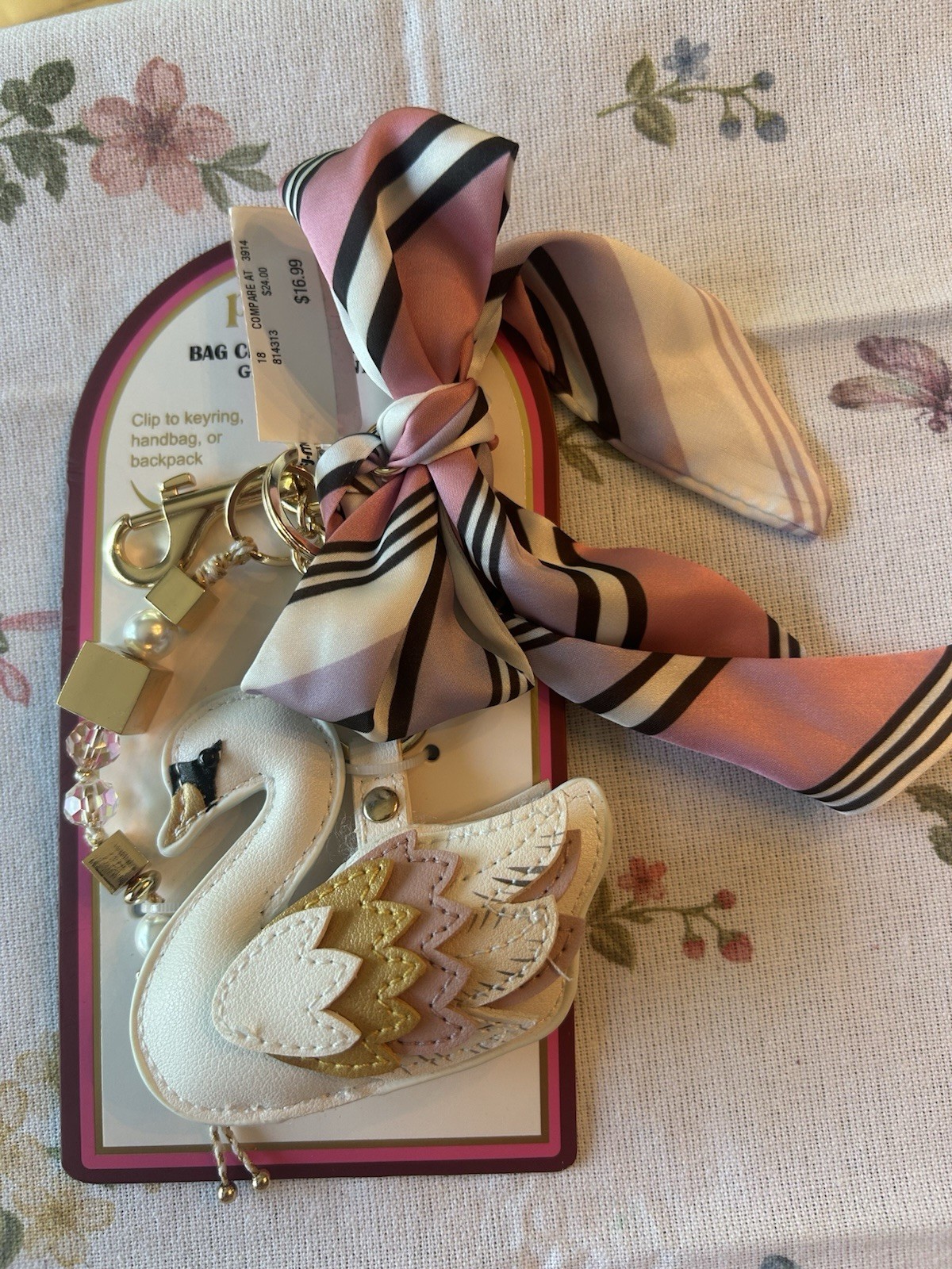 Piper K Swan Bag Charm NWT