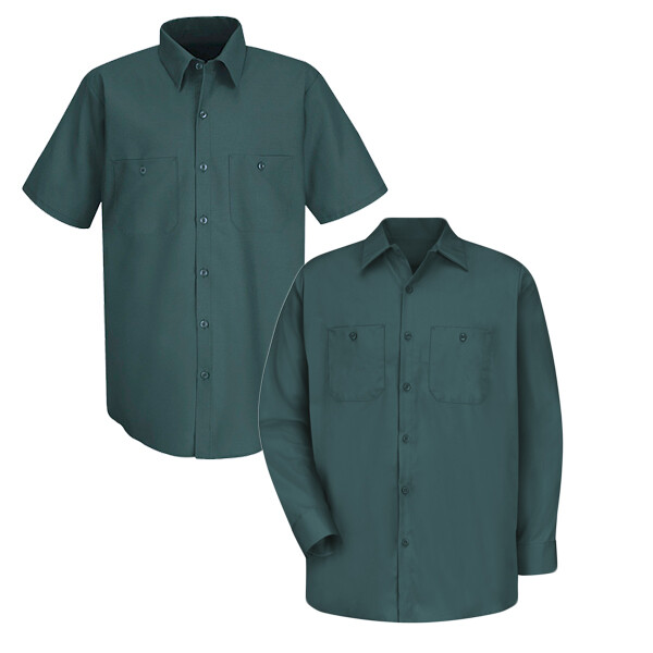 Red Kap Work Shirt 100% Cotton 2 Pocket Men’s Durable Industrial Uniform