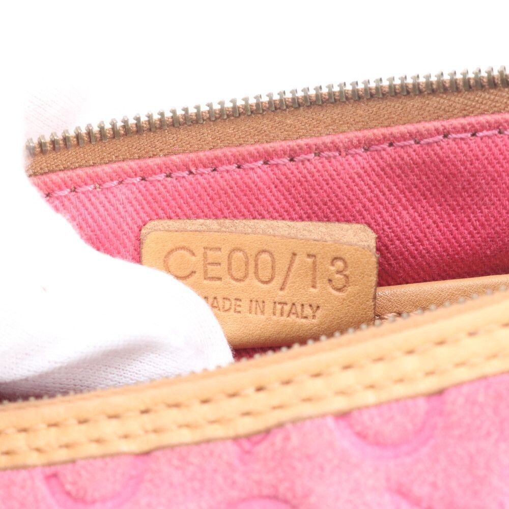 CELINE Shoulder Bag Suede C Macadam Leather Pink Vintage Authentic From Japan