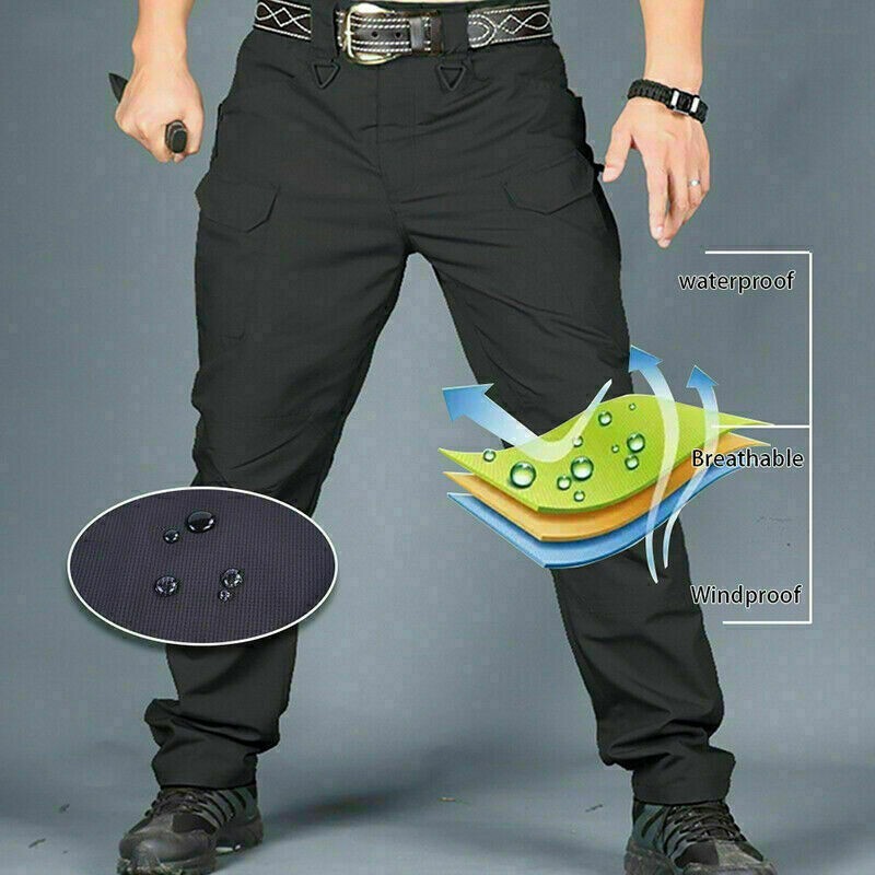 Mens Cargo Pants Work Combat Pants Outdoor Hiking Waterproof Trousers Tactical
