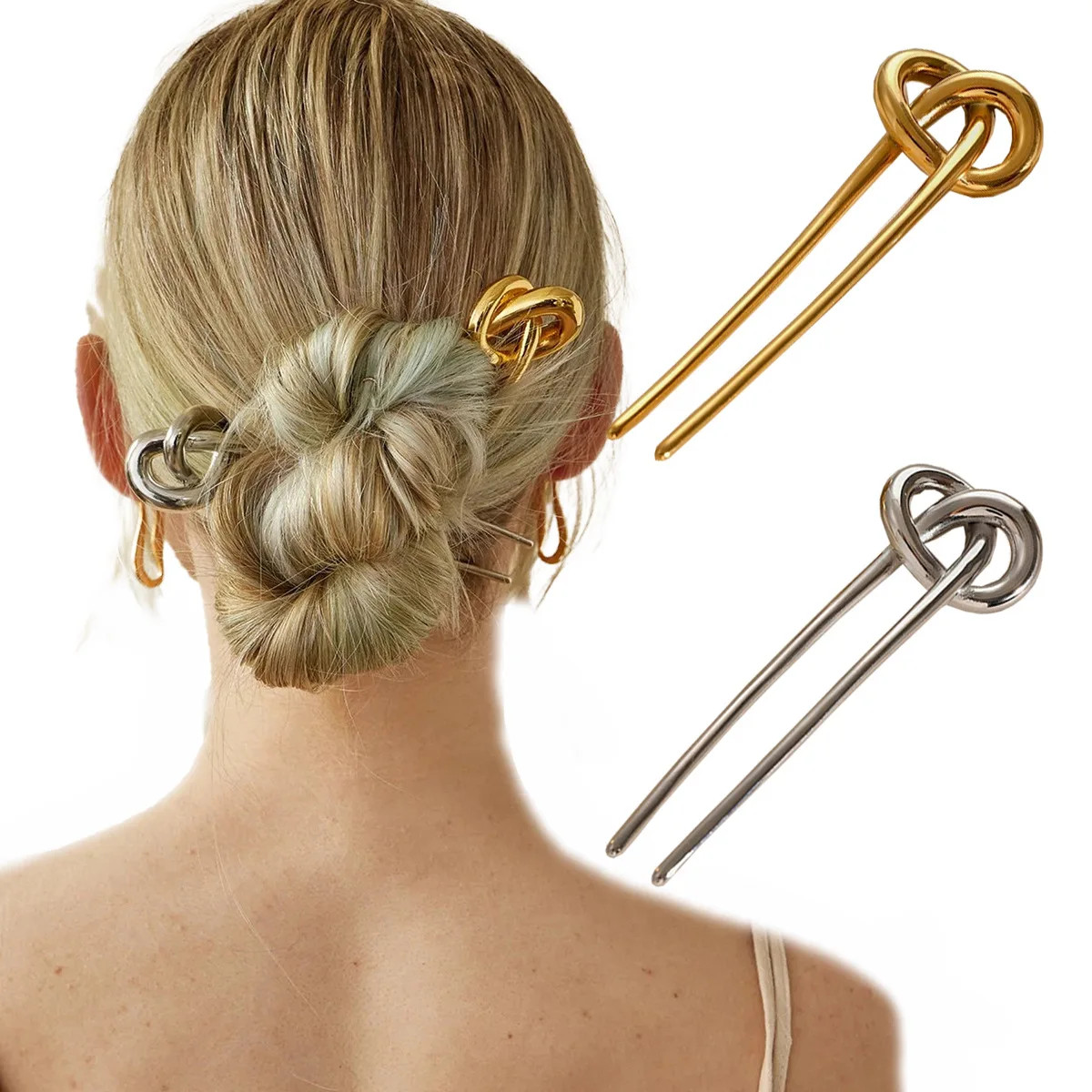1Pcs French Hair Pins for Women Alloy Golden U-Shaped Magic Grip Hairpins Hair S