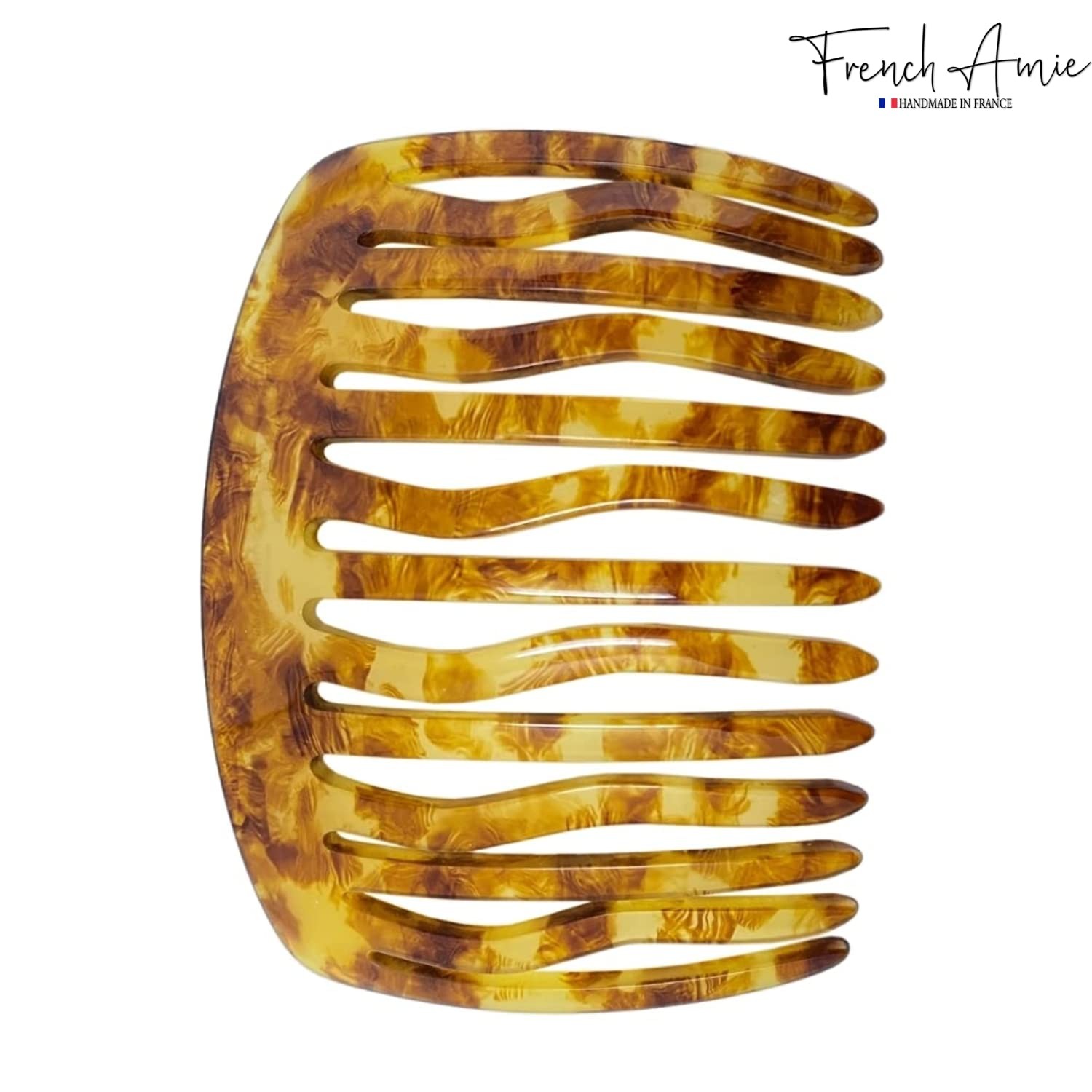 French Amie Fab 13 Teeth Medium Handmade Celluloid Side Hair Comb for Women
