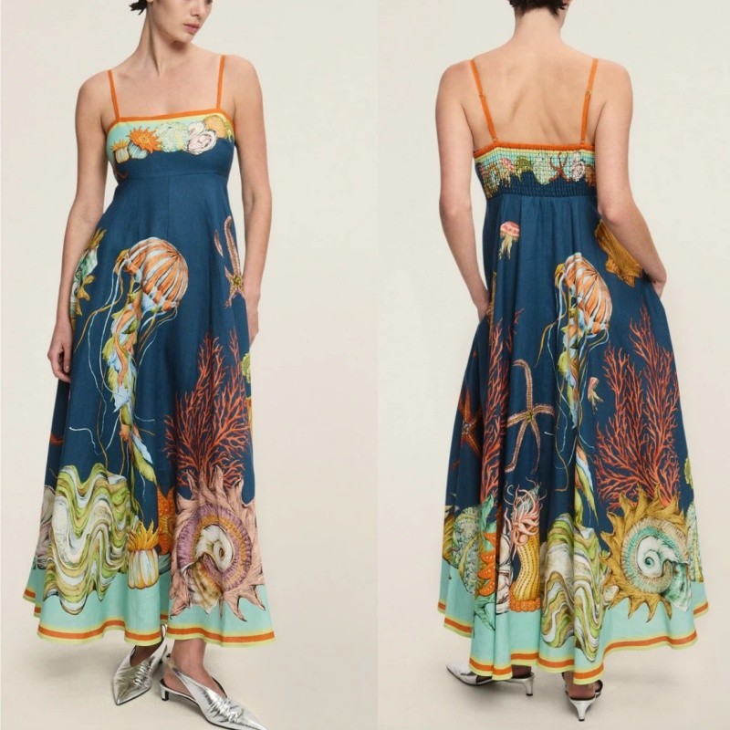 Women’s Alemais Floral New Square Neck Halter Mid-length Dress Ladies