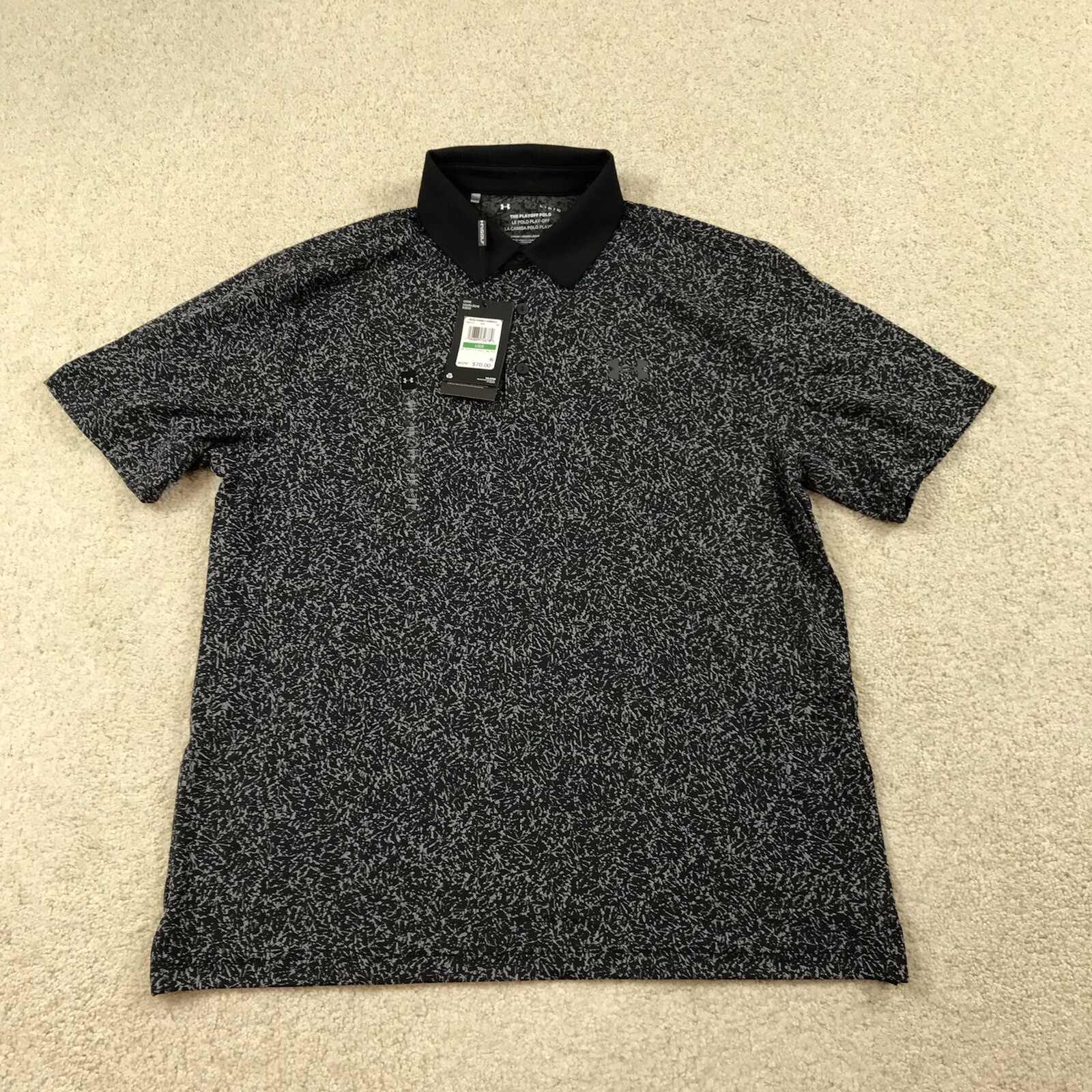 Under Armour Golf Polo Shirt Mens Large Coral Jacquard Black