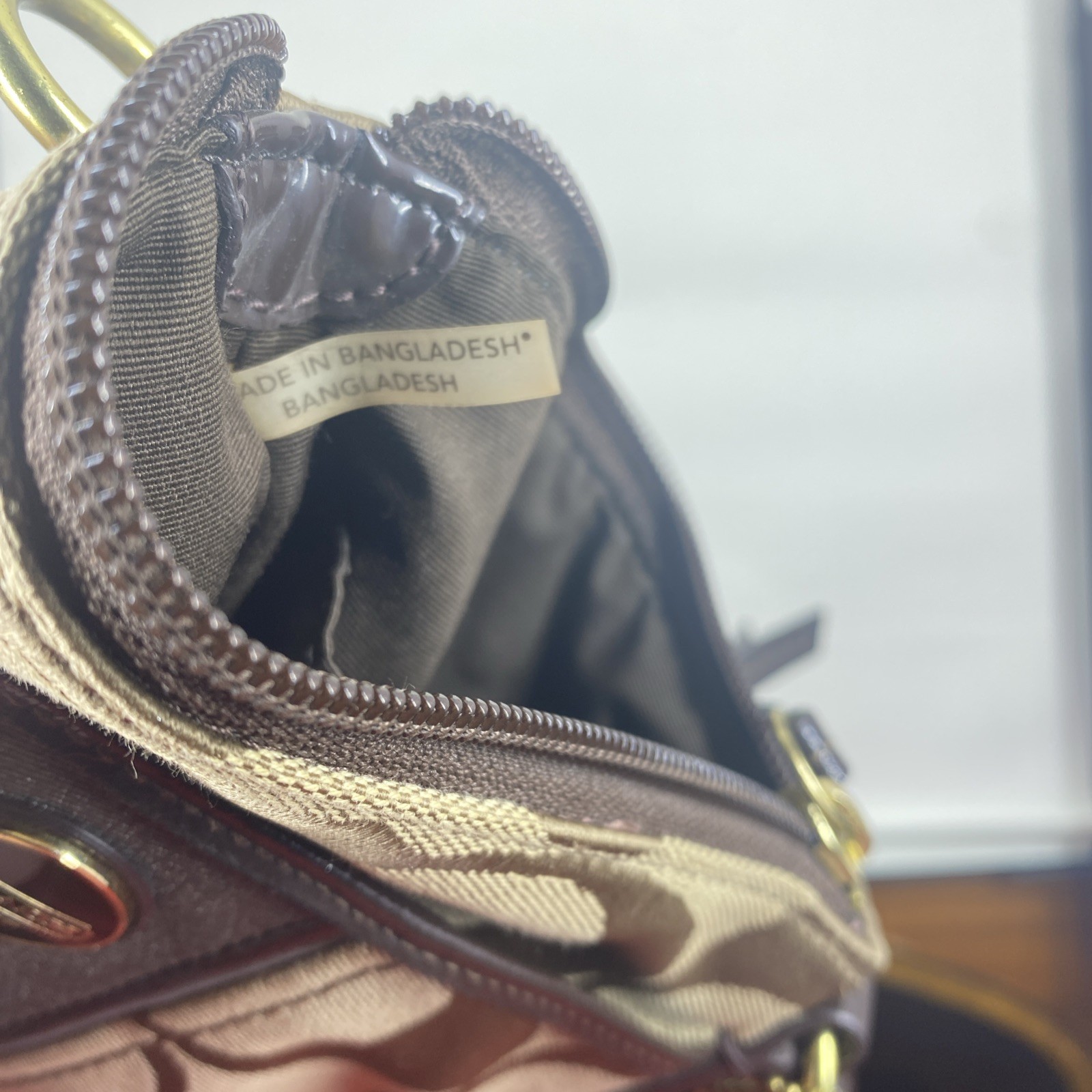 Coach Signature Stripe Shoulder Bag Crossbody Swingpack Brown