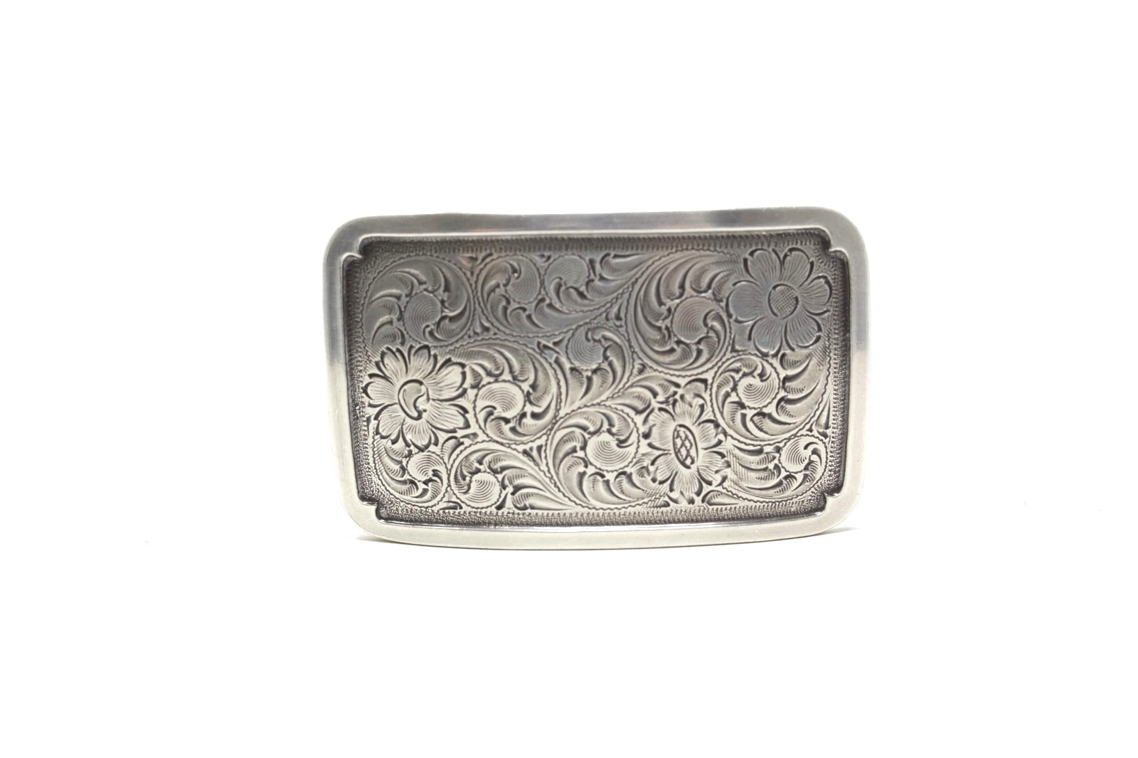 Silver Floral Western Cowboy Belt Buckle, (1.5”) Removable Western Buckle
