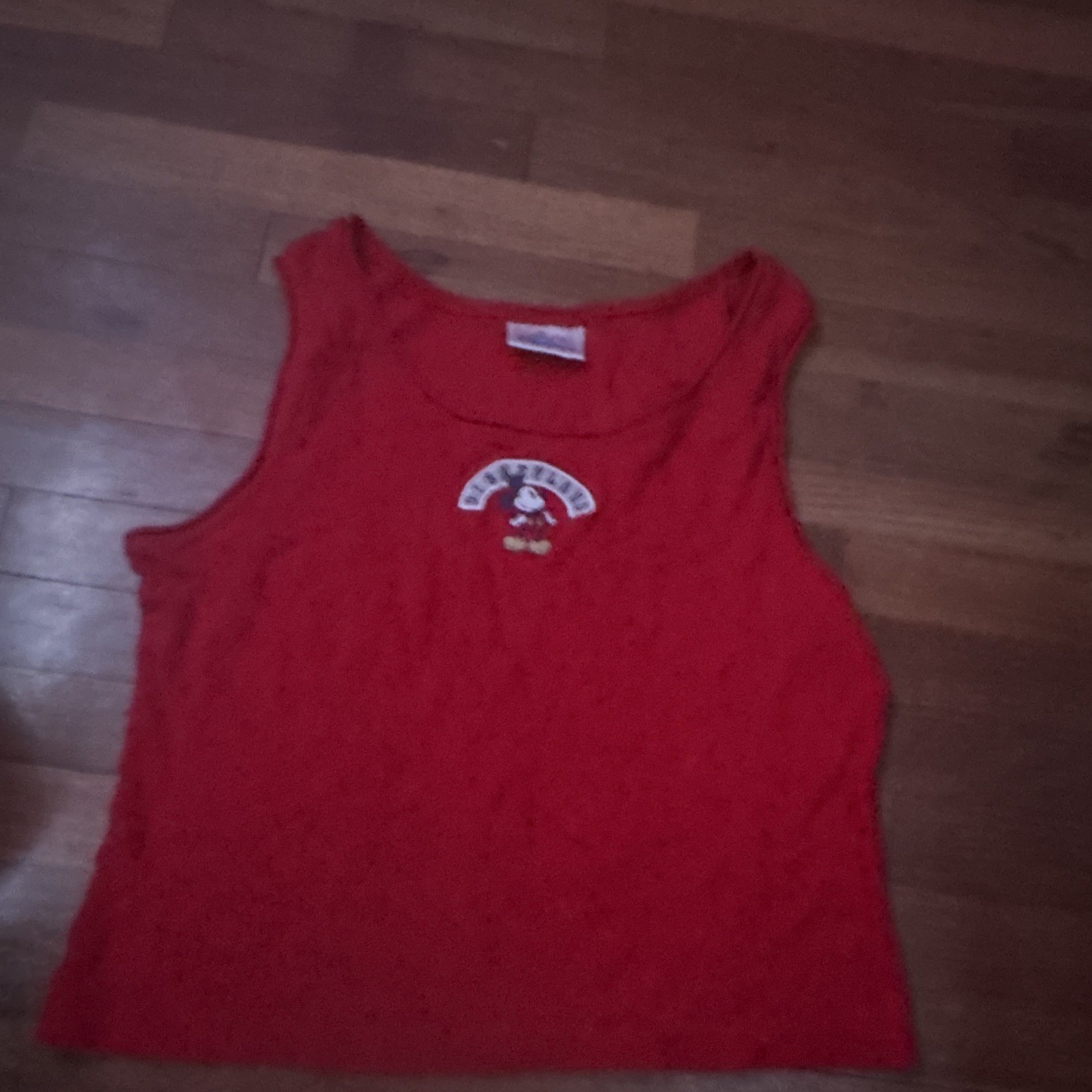 Disneyland Mickey Mouse Disney Adult Red Tank Top Sleeveless Shirt