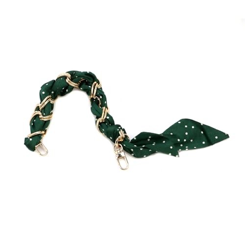 Elegant Purse Chain Strap with Silk Scarf 30cm/11.81″ Purse Handle Strap Green