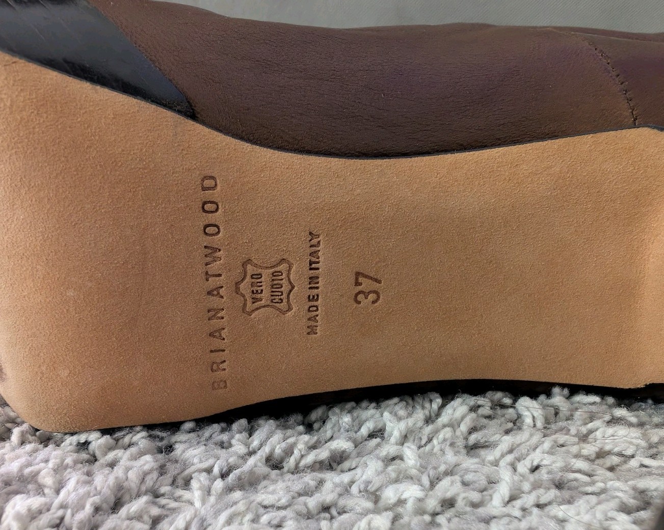 Brian Atwood Brown Leather Slouch Mid-Calf Pull-On Almond Toe Boots