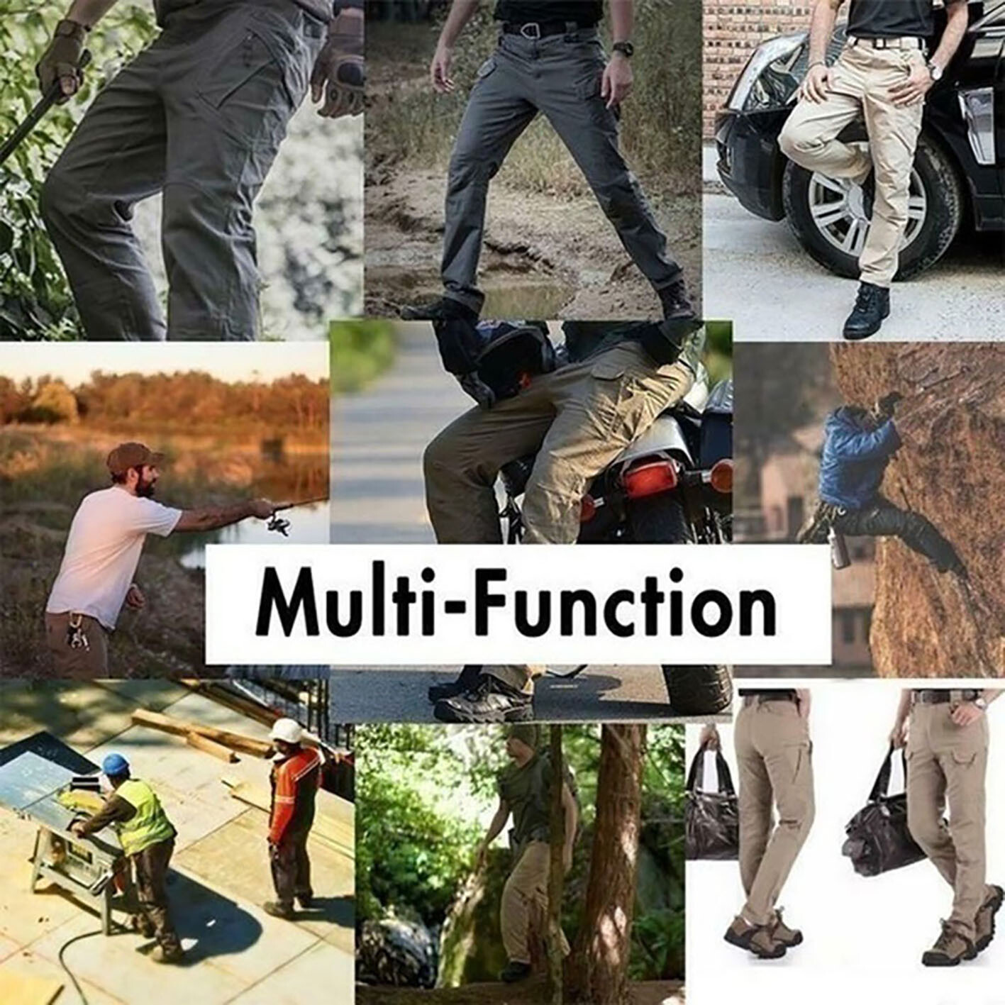 Mens Cargo Pants Tactical Waterproof Work Outdoor Hiking Combat Trousers US