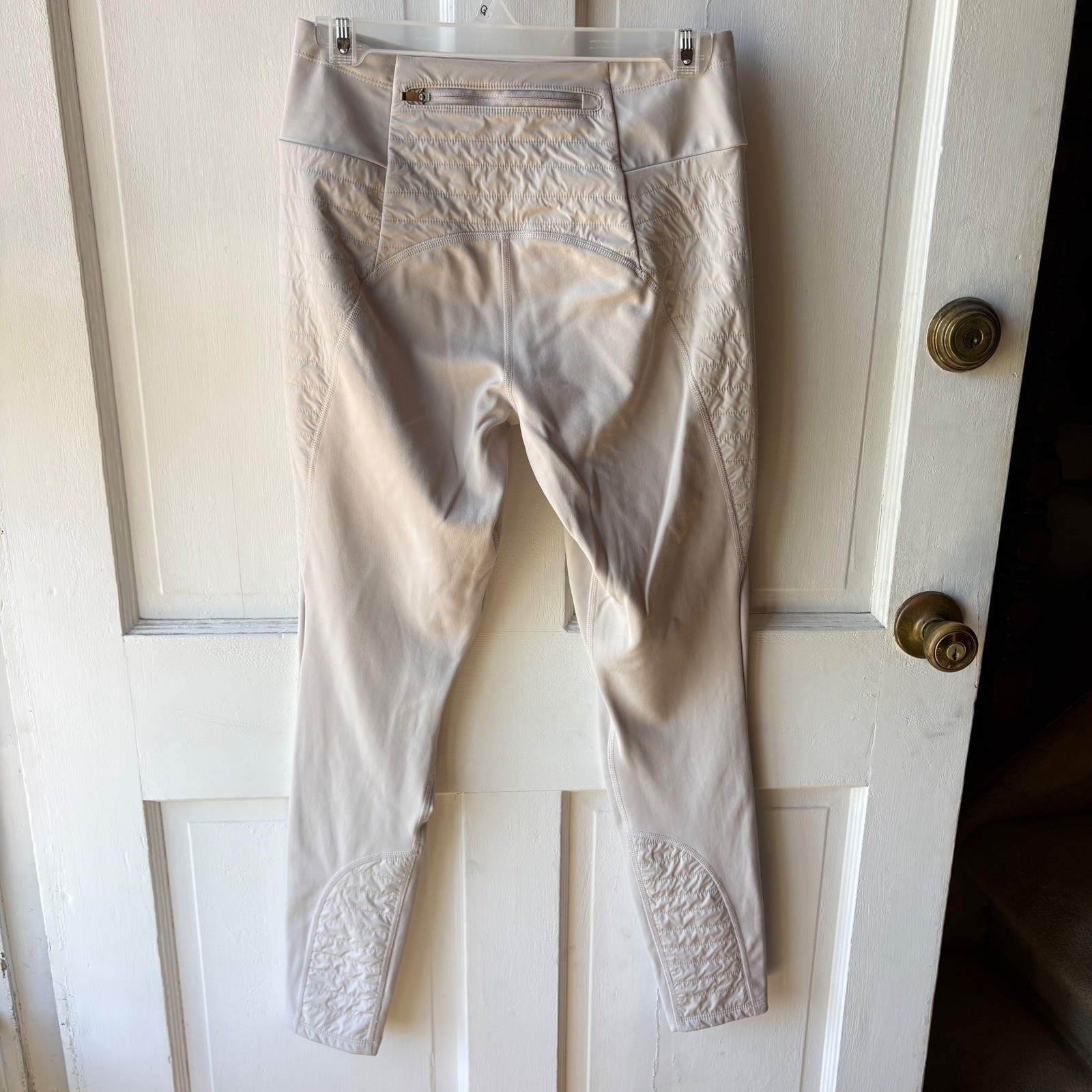 Athleta Peak Hybrid Fleece Tight Leggings Womens S Off White Quilted Insulated