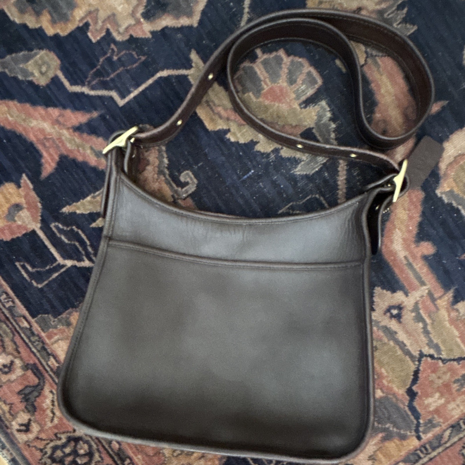 Vintage Coach Legacy Brown Shoulder Bag Zip Top Adjustable Strap Gold 9966