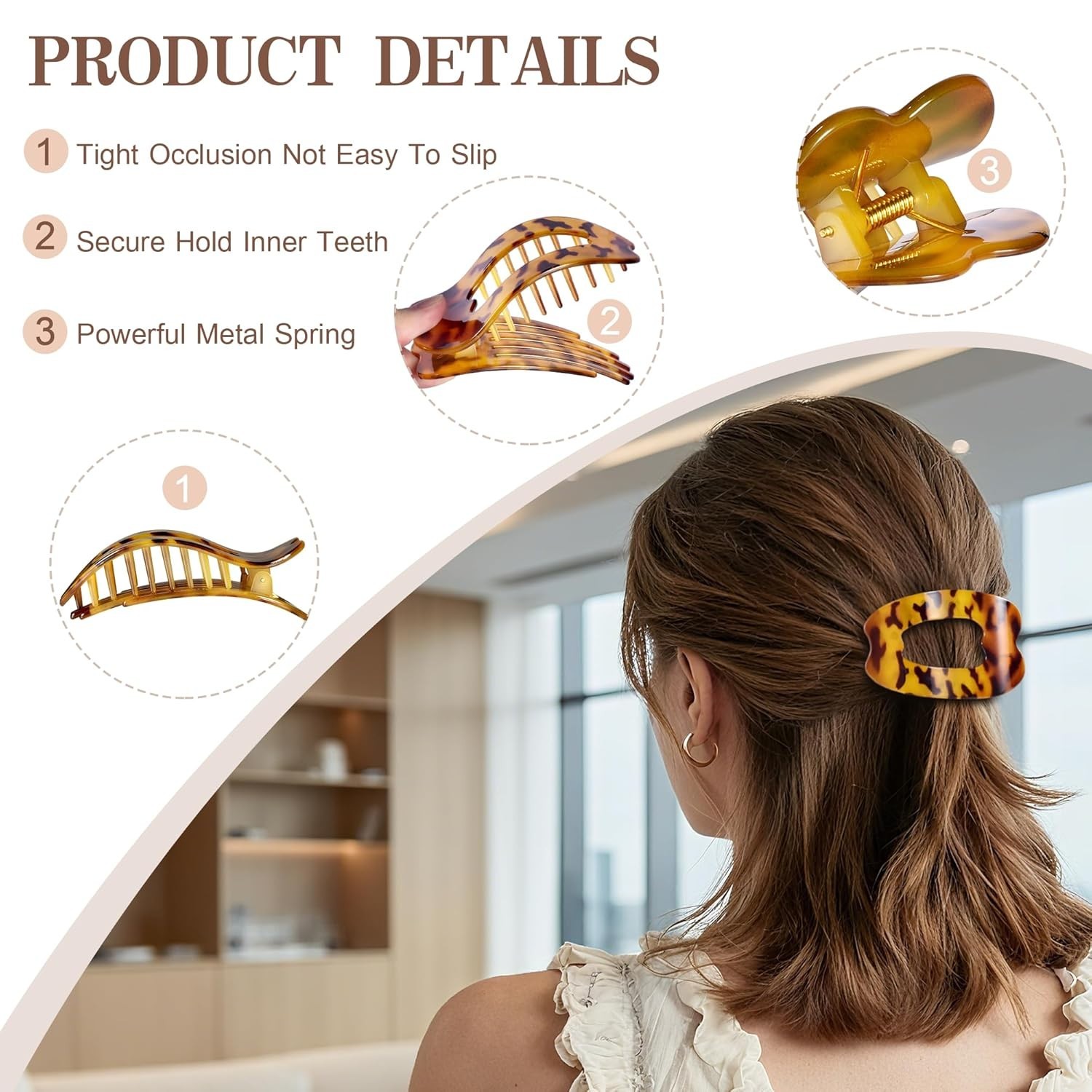 Flat Hair Clips for Women, 6 PCS Flat Claw Clips for Women, Duckbill Hair Clips